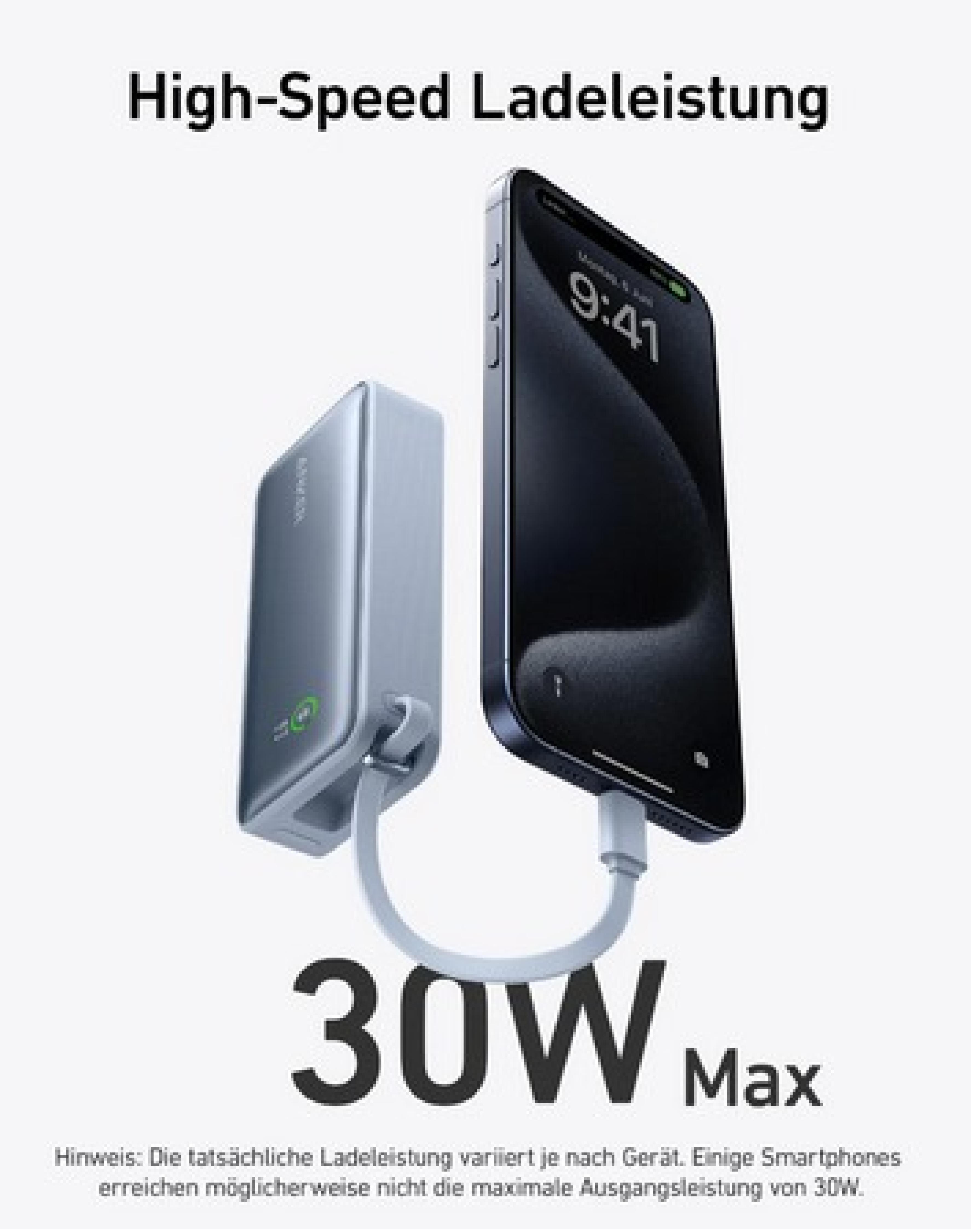 ANKER 10.000 mAh 545 Nano Powerbank, 30W, with USB-C Cable, black