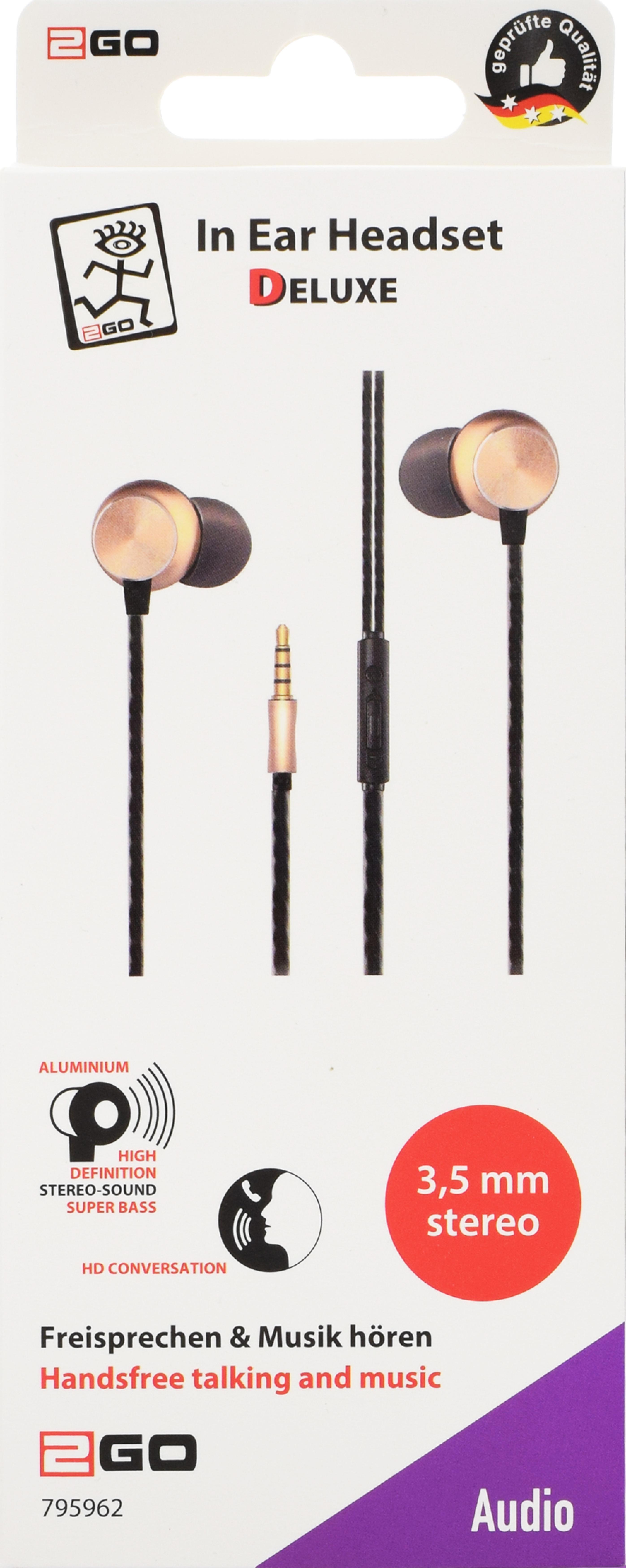 2GO In-Ear Stereo-Headset "Deluxe" - schwarz/gold