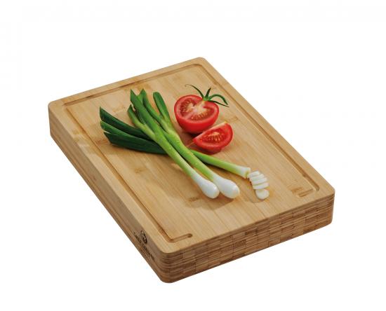 CHEF CUISINE Bambus Schneidbrett XXL Silikonfüße & Saftrinne 40 x 28 x 7cm