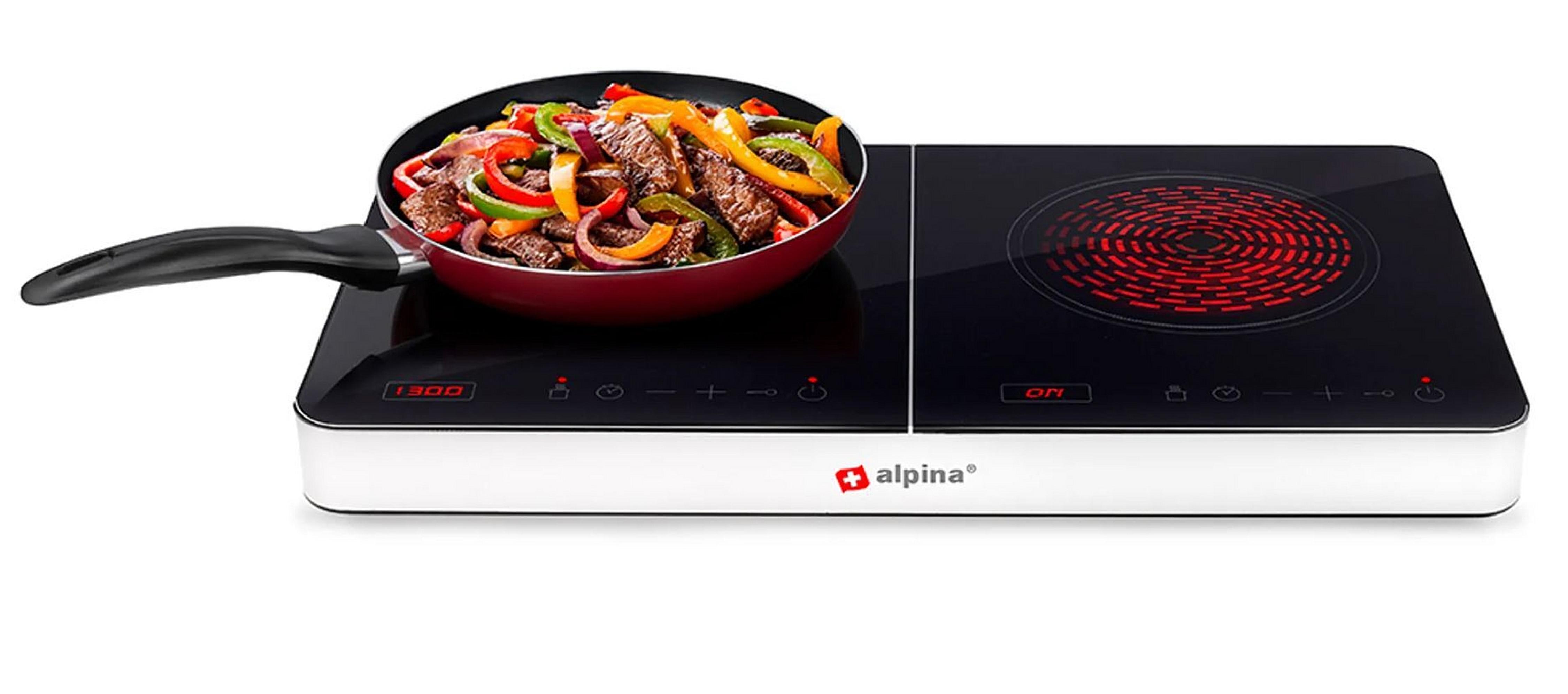 ALPINA Doppelt Induktionskochfeld, 3500 Watt, Schwarz