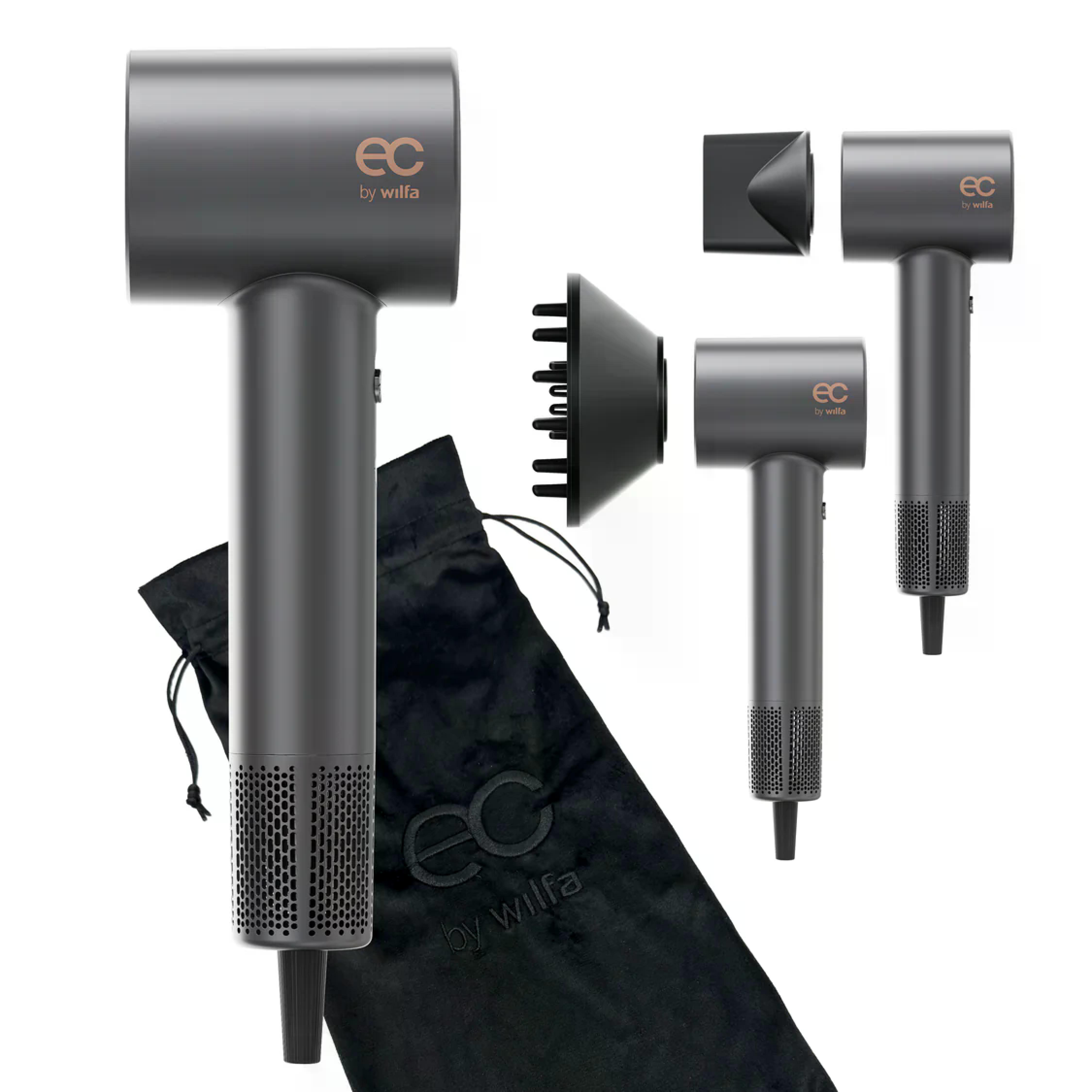 EC BY WILFA Haartrockner Fohn DRIFT HAIR DRYER ION SYSTEM HD2G-I1600, anthrazit