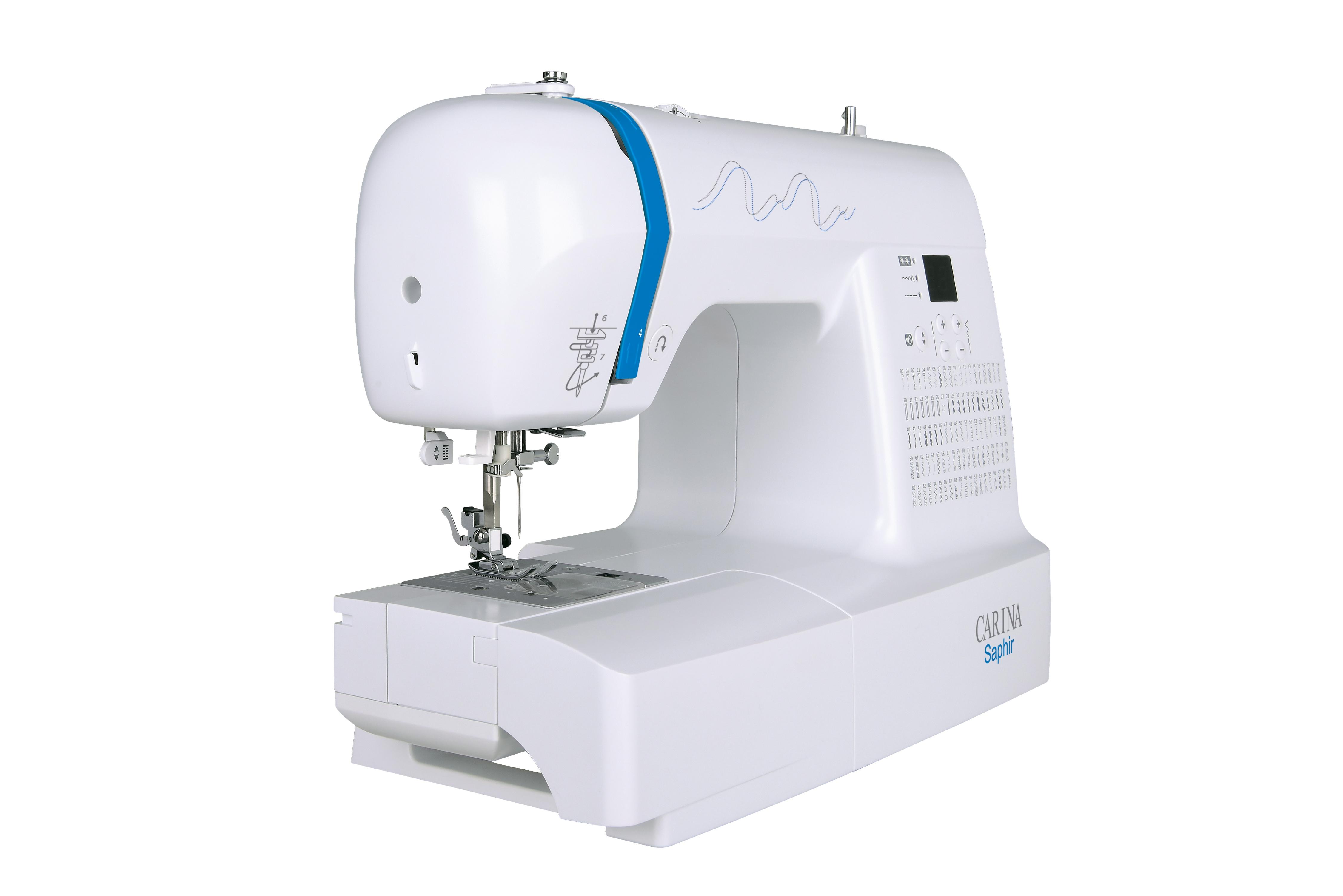 CARINA Saphir Computer Nähmaschine - großer Anschiebetisch, 100 Stichmuster, Einfädelautomatik, Fadenabschneider, Freiarm