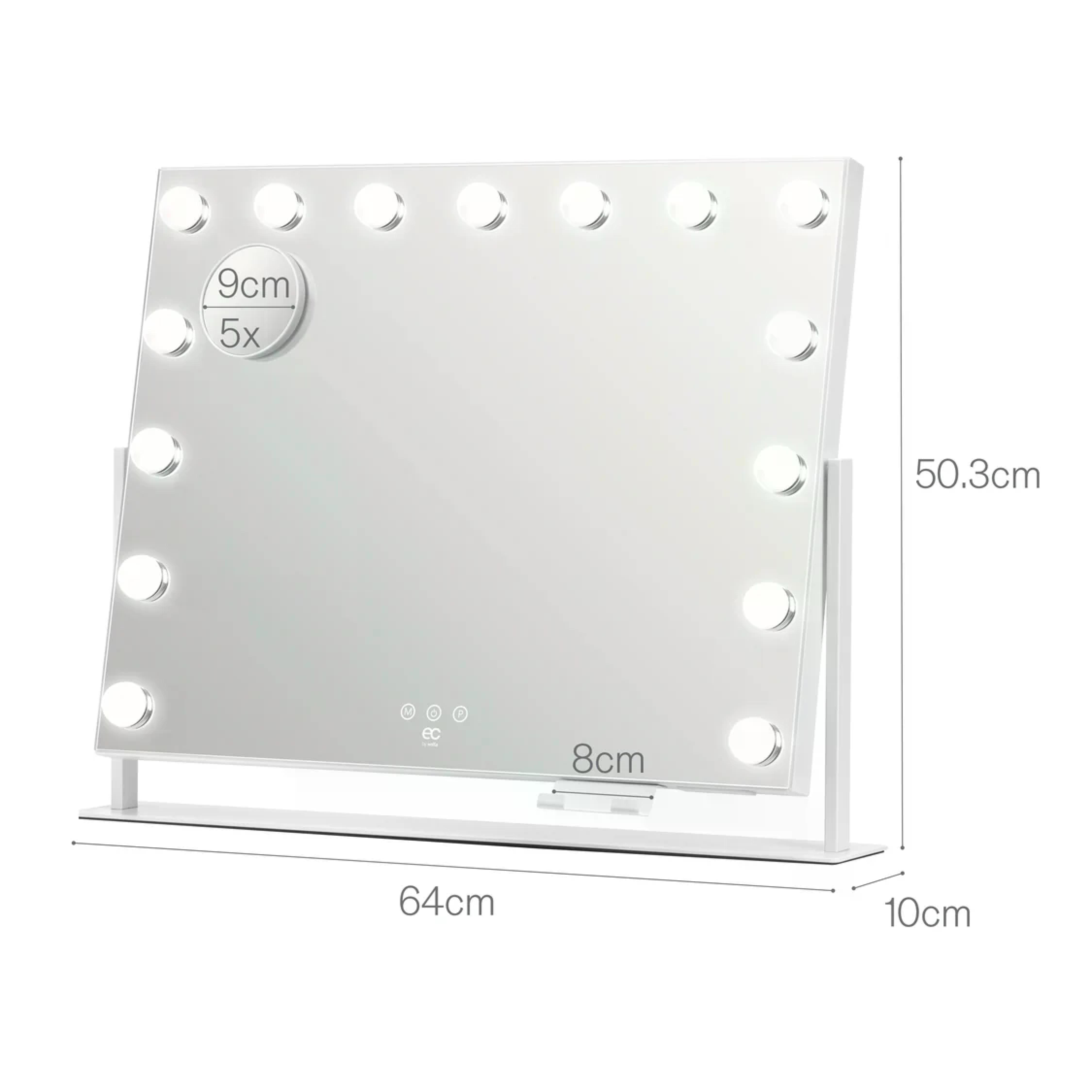 EC BY WILFA Schminkspiegel STAR  58, rotierbarer Spiegel, LED, 58 × 46 cm, MI2W-D58, weiß
