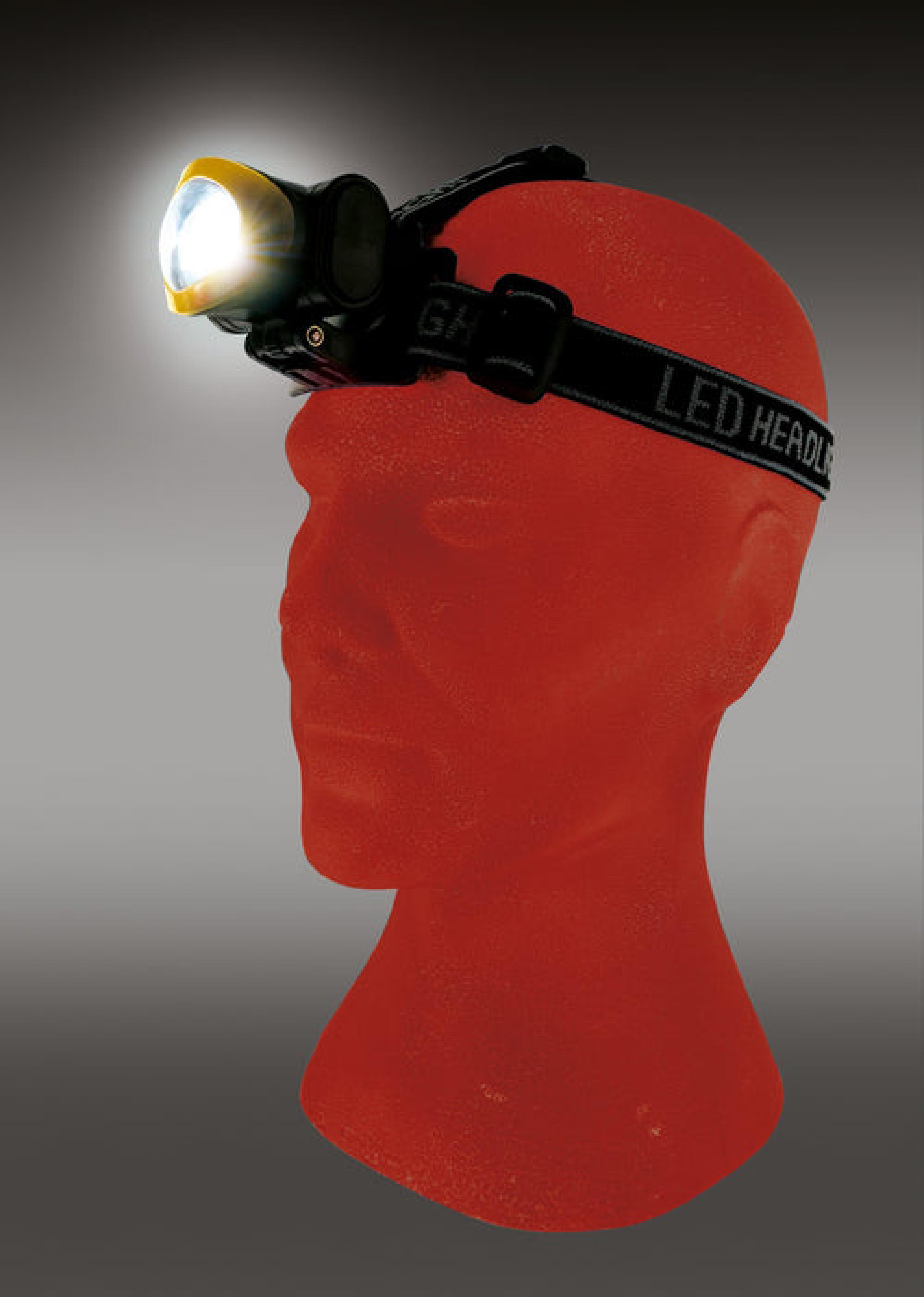 Schwaiger LED Stirnlampe 120 Lumen 90° neigbar Schwarz/Gelb