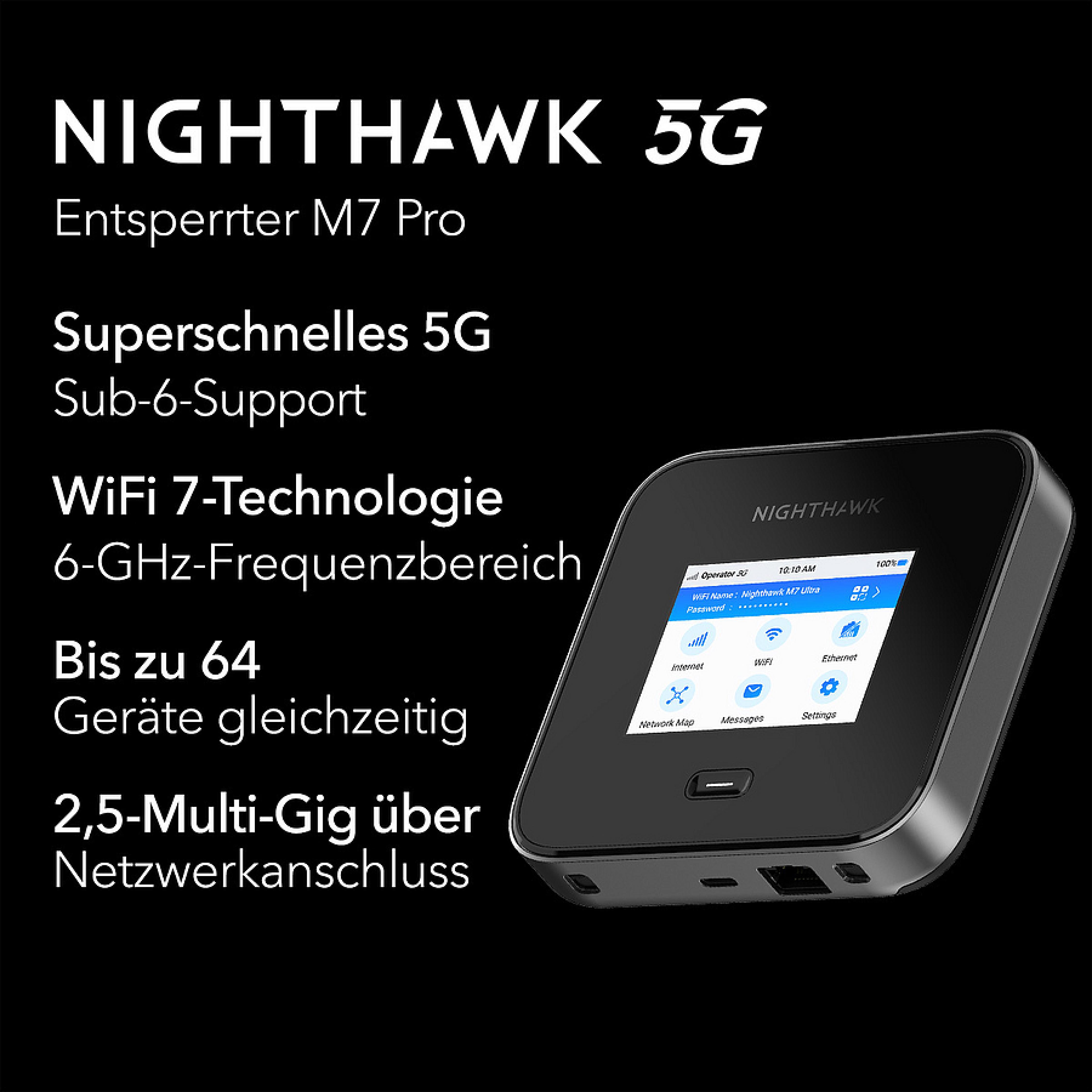NETGEAR Nighthawk M7 Pro 5G WiFi 7 Mobile Hotspot Router