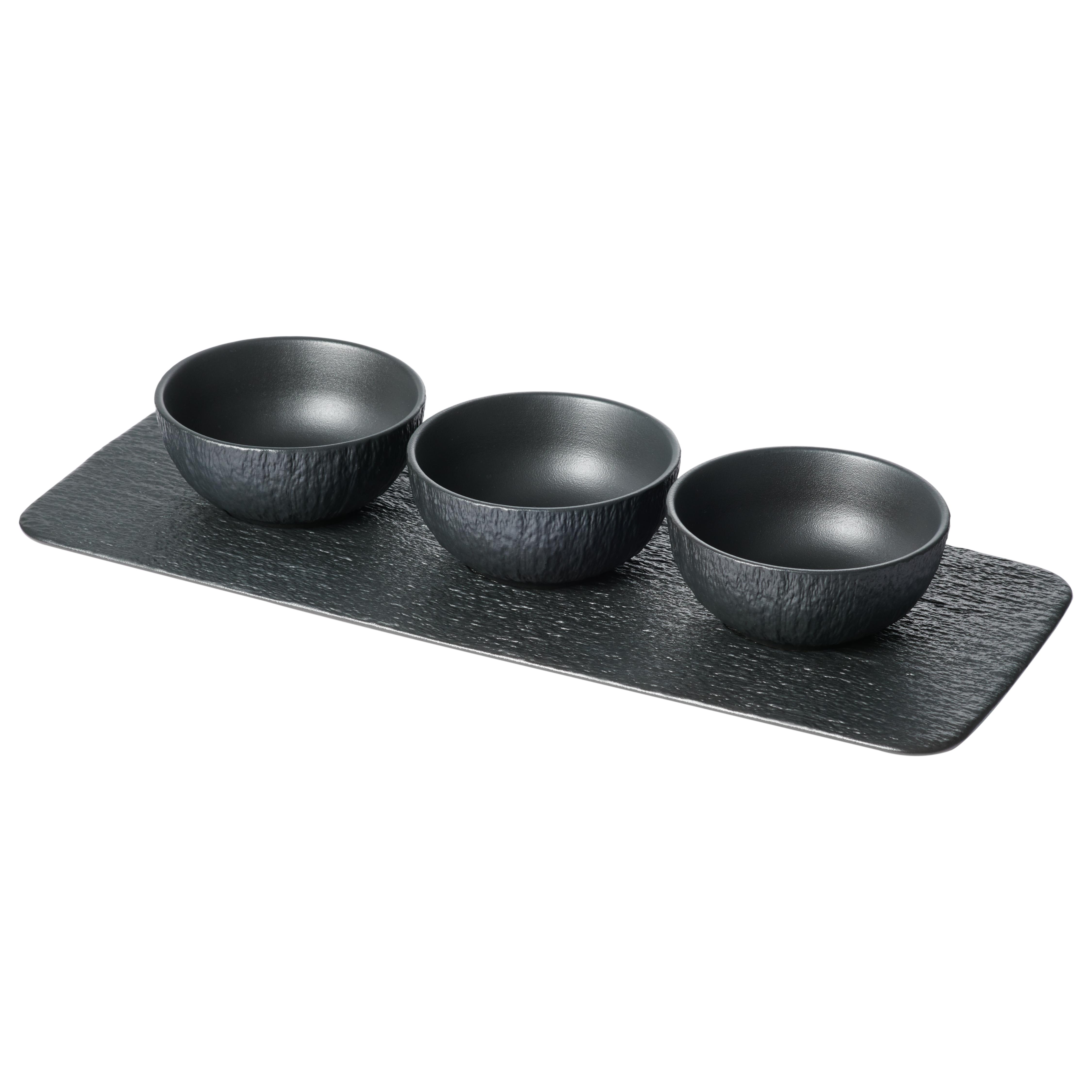 Käfer Dip Bowl Set 4-tlg. aus Porzellan in Schieferoptik