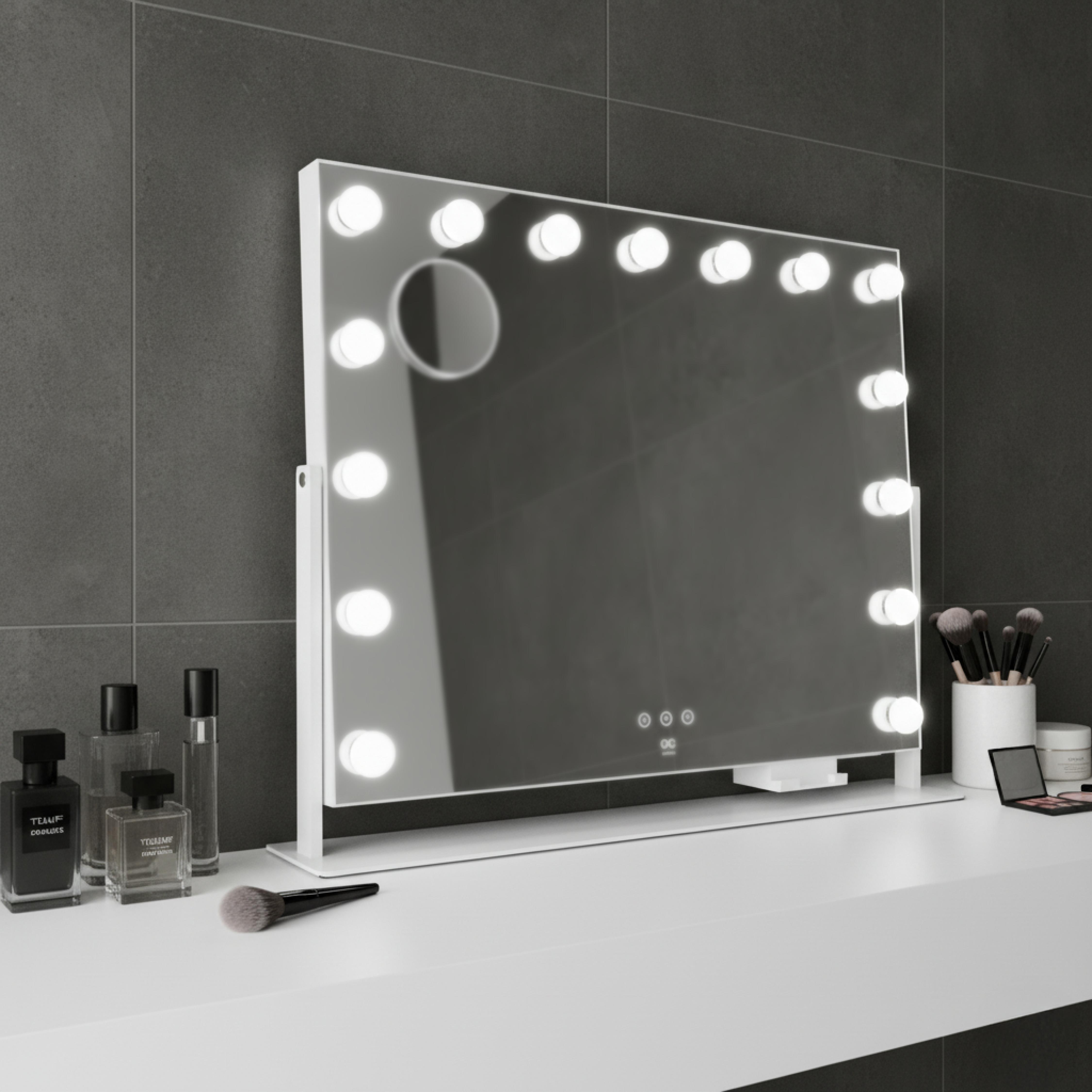 EC BY WILFA Schminkspiegel STAR  58, rotierbarer Spiegel, LED, 58 × 46 cm, MI2W-D58, weiß