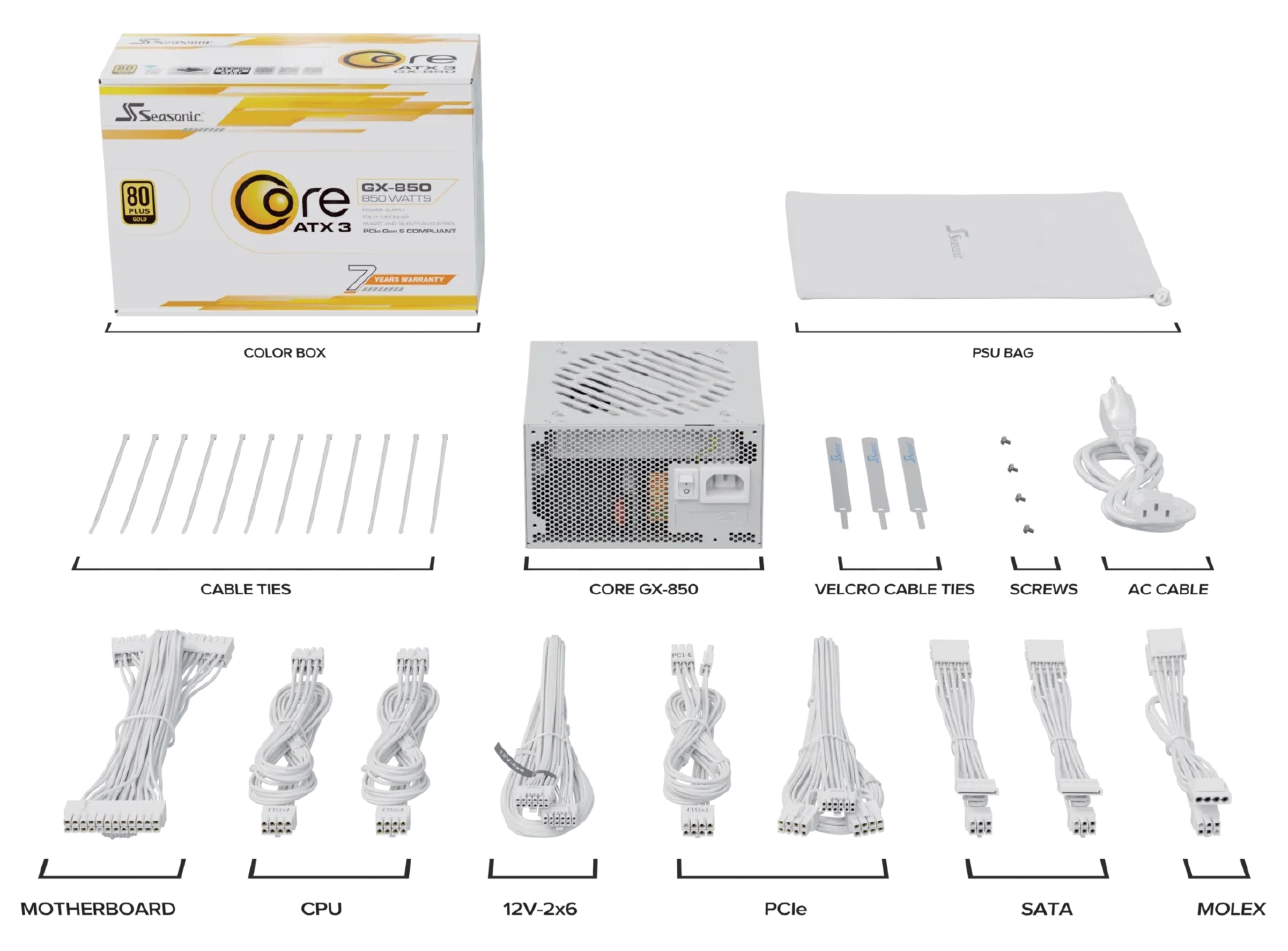 Seasonic Netzteil 850W Core GX-850 Modular ATX3.1 WHITE