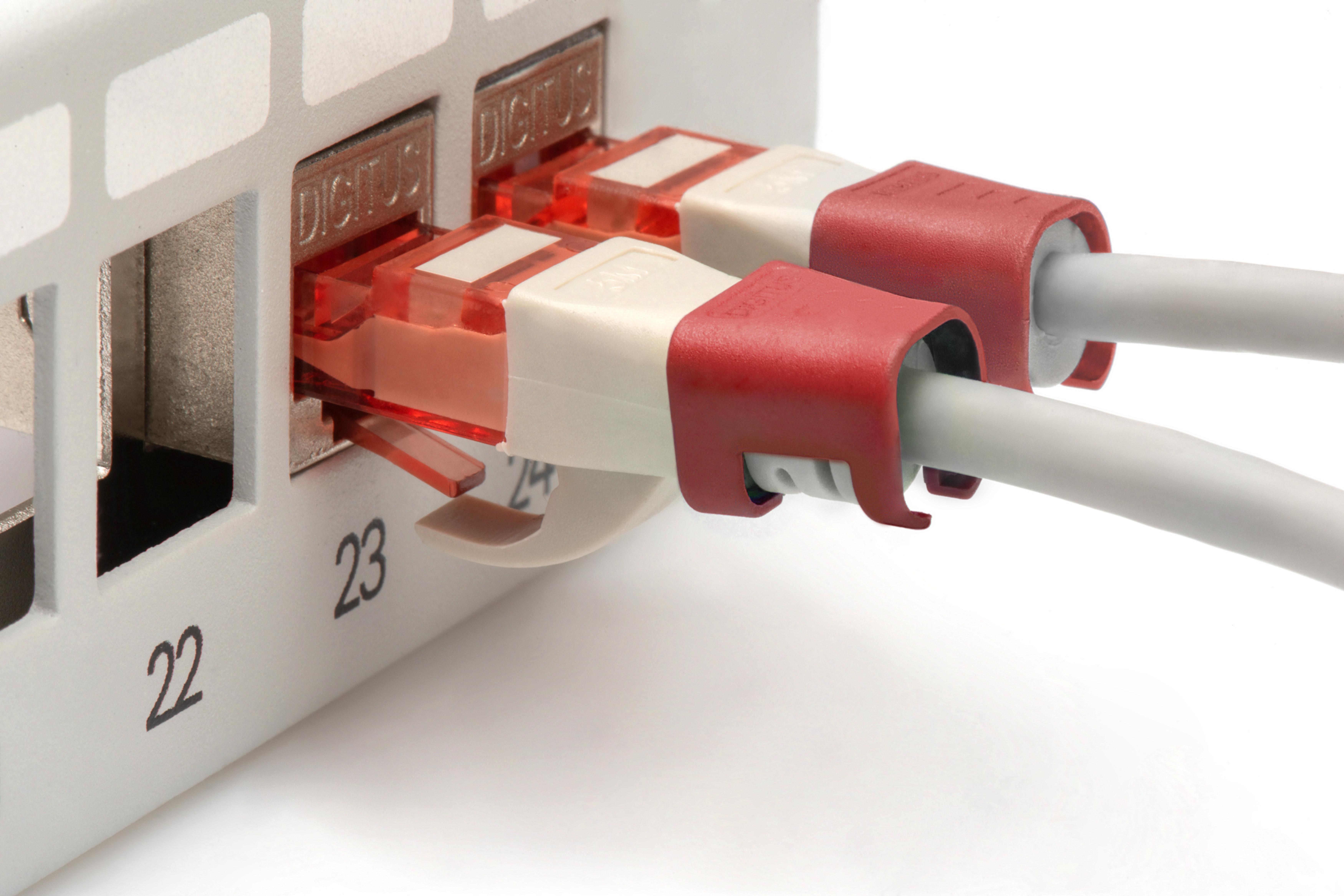 DIGITUS Farbclips fuer Patchkabel RJ45 100 Stueck rot