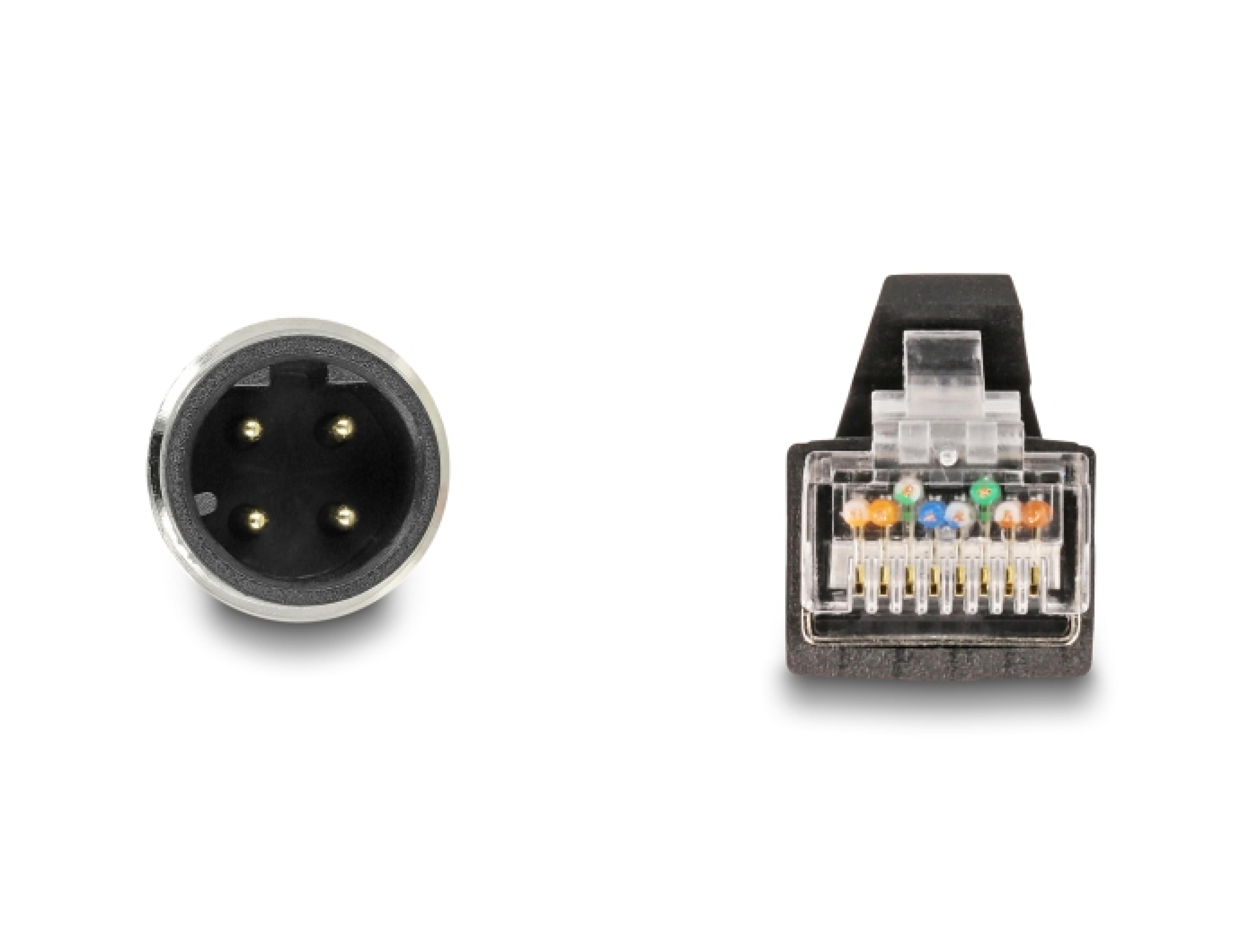 DELOCK M12 Kabel D-kodiert 4 Pin St. zu RJ45 St. PUR(TPU) 5m