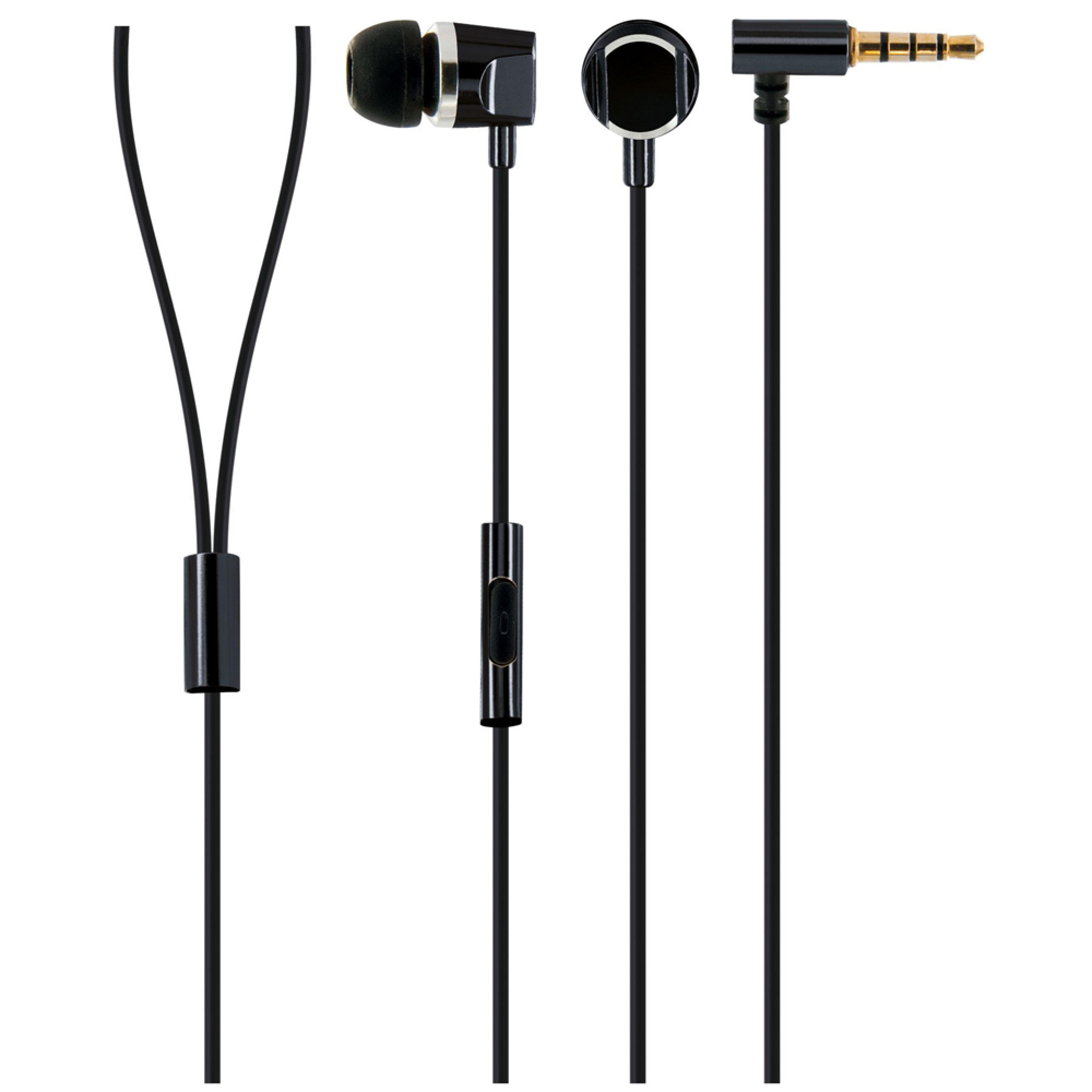 Schwaiger Headset In-Ear eckig Metall Schwarz vergoldet