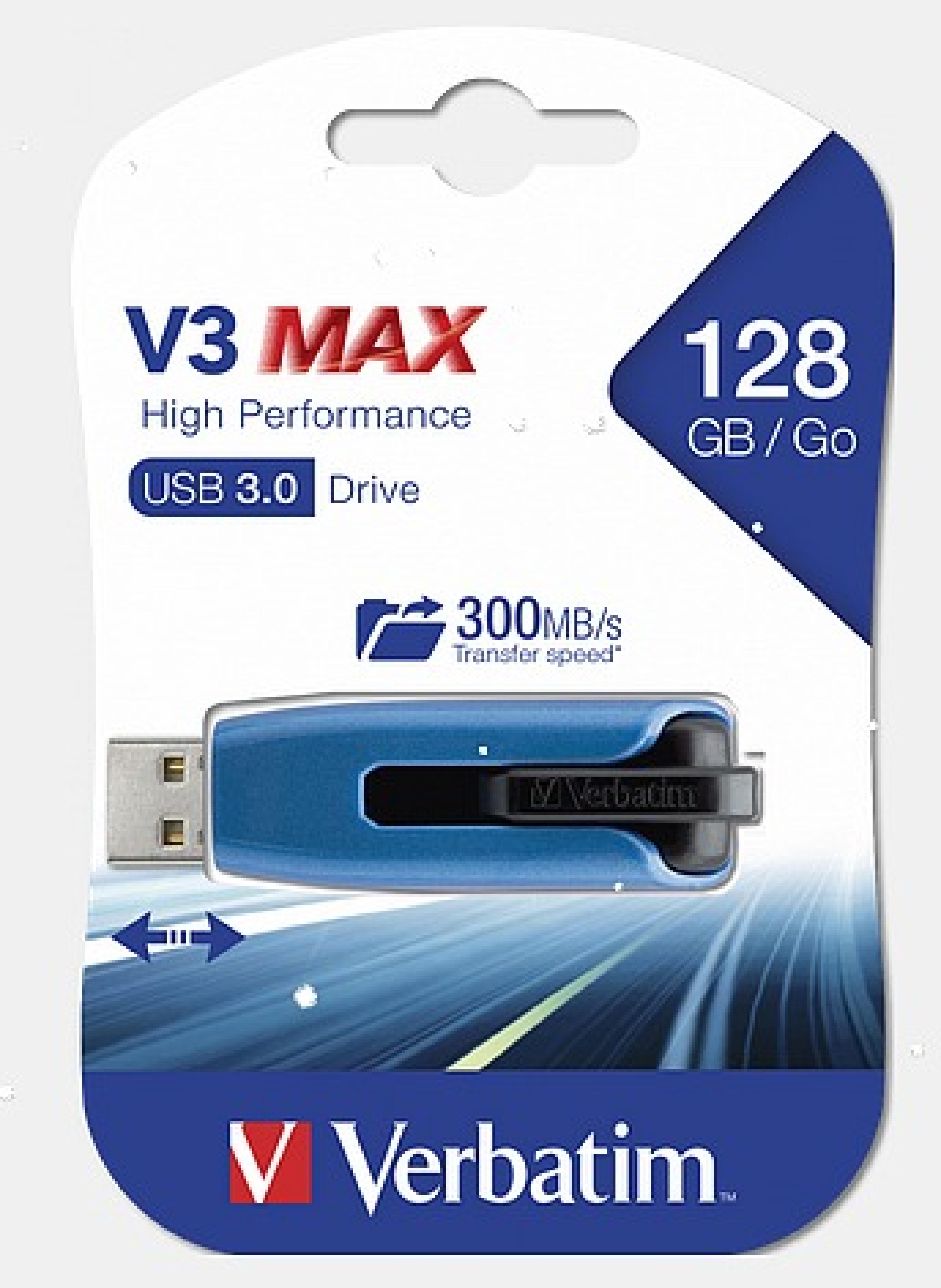 Verbatim V3 MAX 128GB USB 3.0 Stick mit 300MB/s Übertragungsgeschwindigkeit