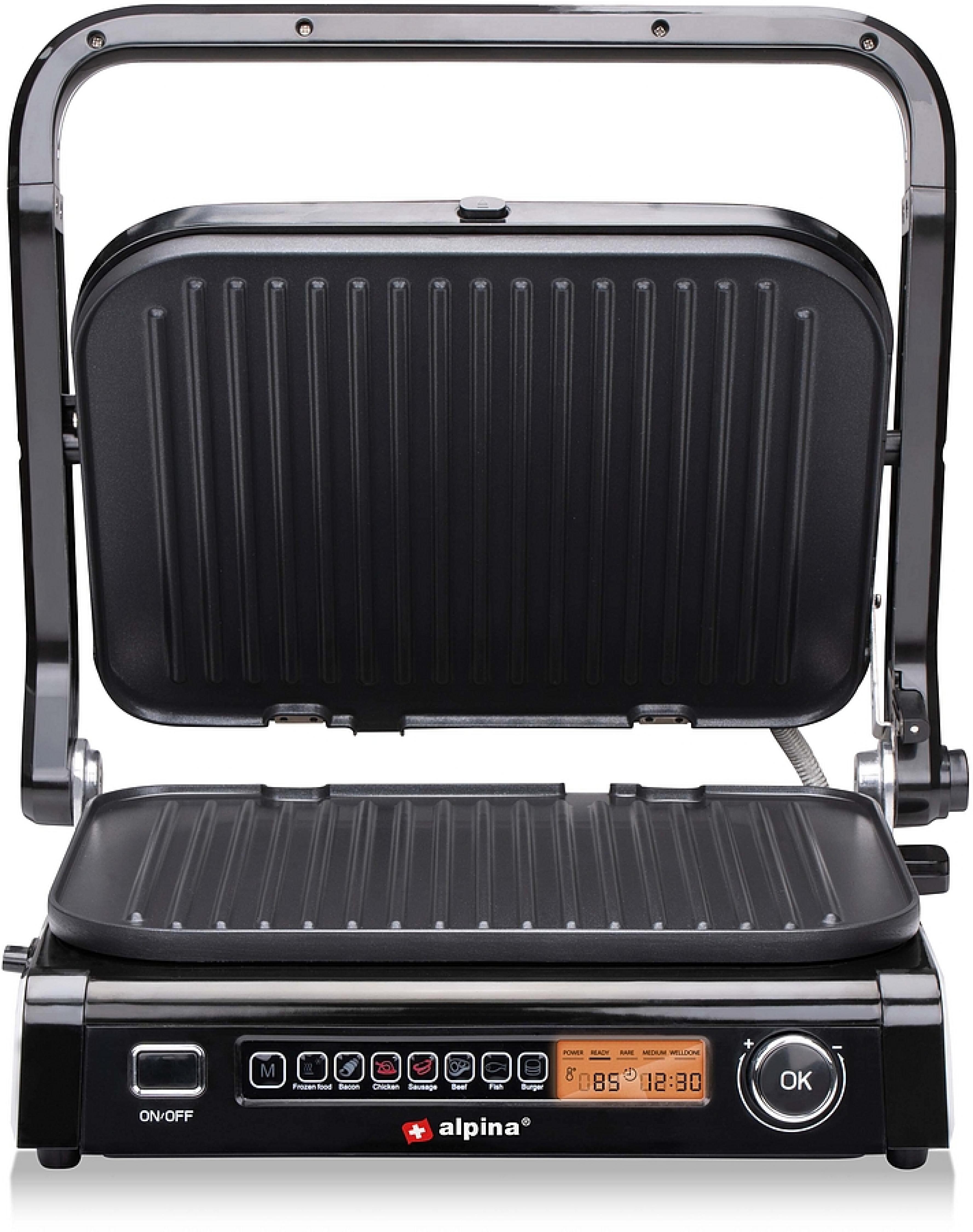 ALPINA Kontaktgrill, 230V, 2100W, Edelstahl