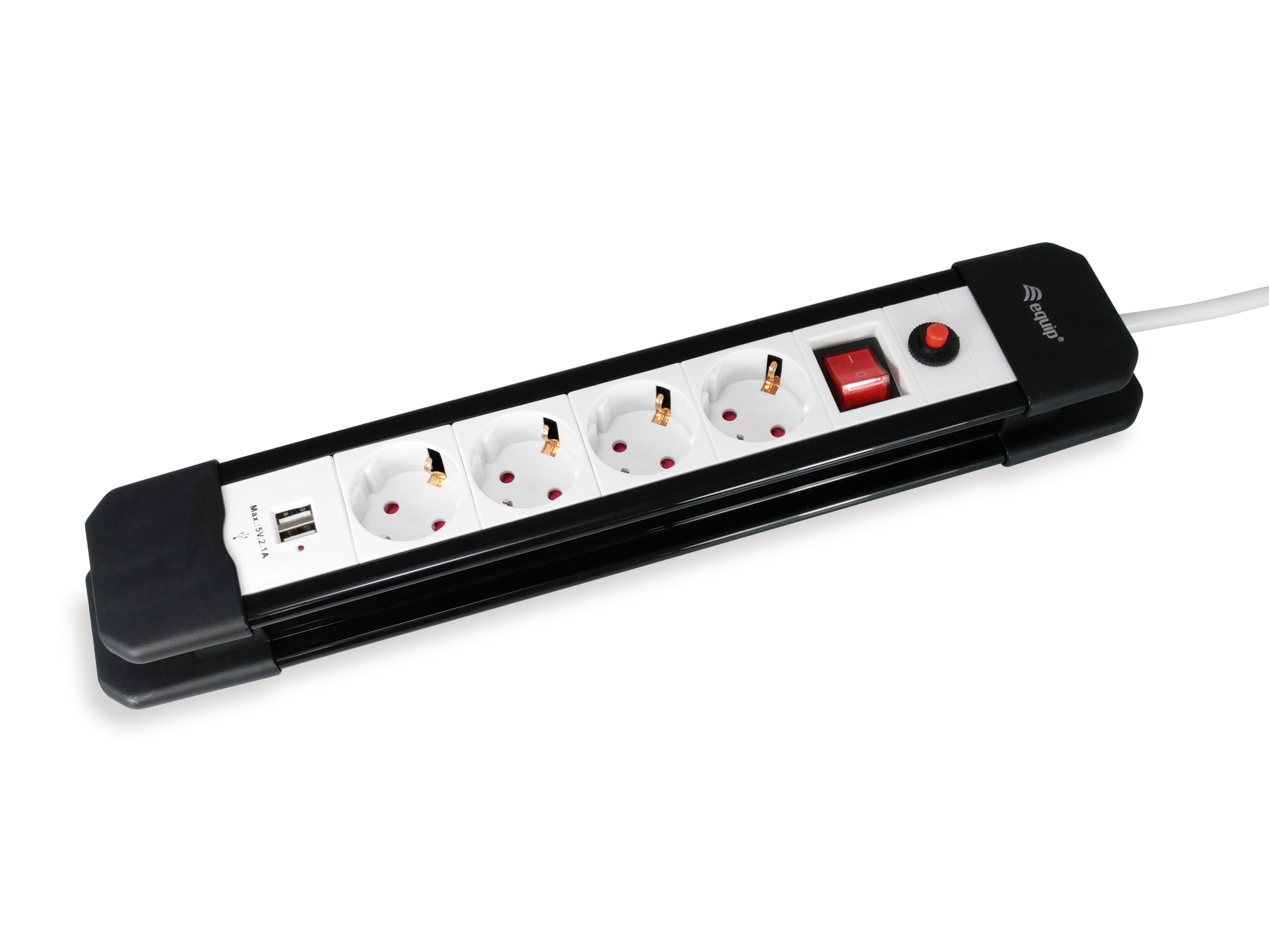 Equip Steckdosenleiste 3xSchuko/2xUSBA+Switch->St.90°CL UESS