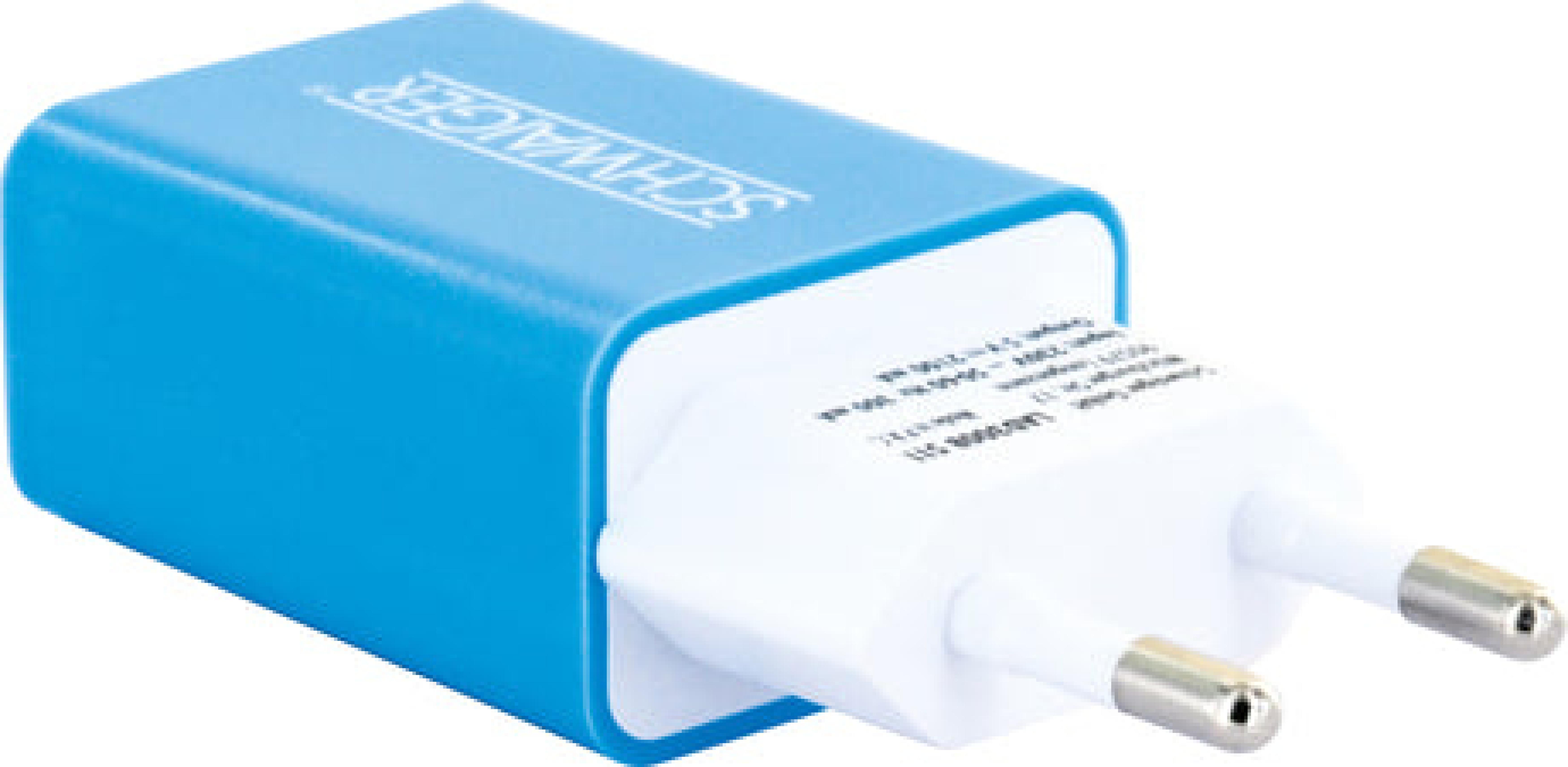 Schwaiger Ladegeraet Schutzsystem USB 2.0 A 230V Tuerkis Blau
