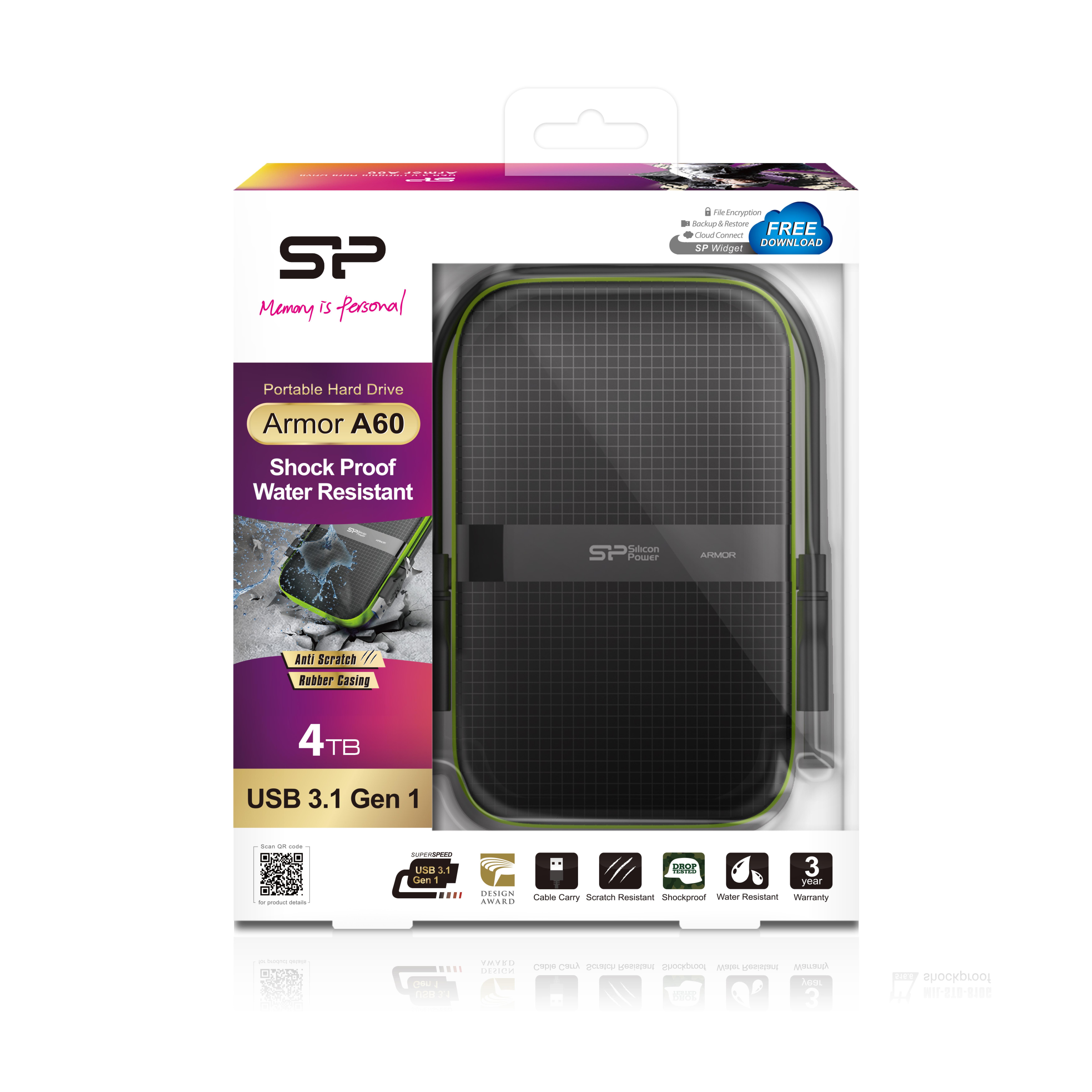 Silicon Power Festplatte 6.3cm 4TB USB3.0 A60Anti-shock/wate extern re