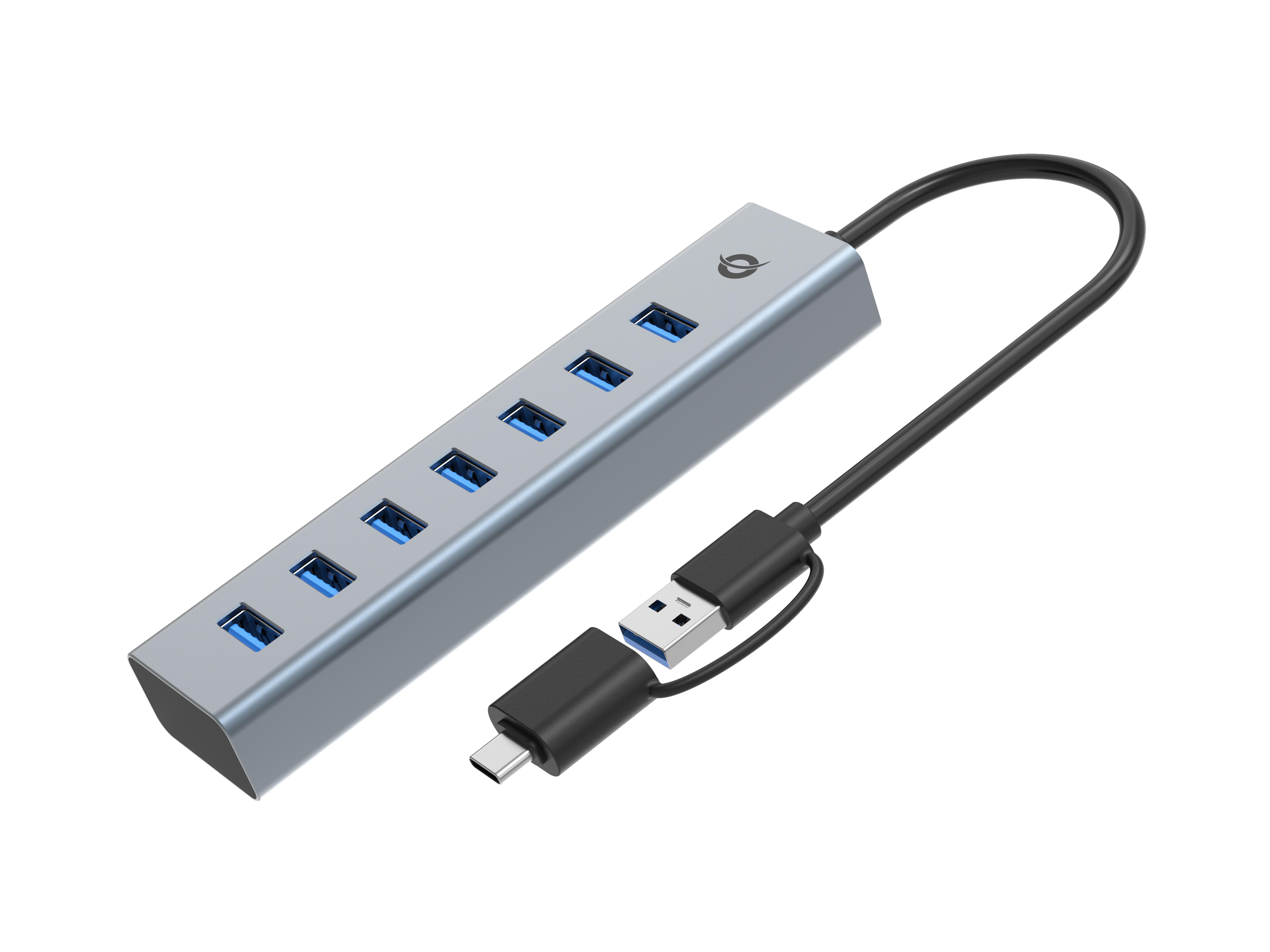 CONCEPTRONIC 7-Port Hub USB-A3.0/-C Adap.->7xA3.0 o.Netz. gr