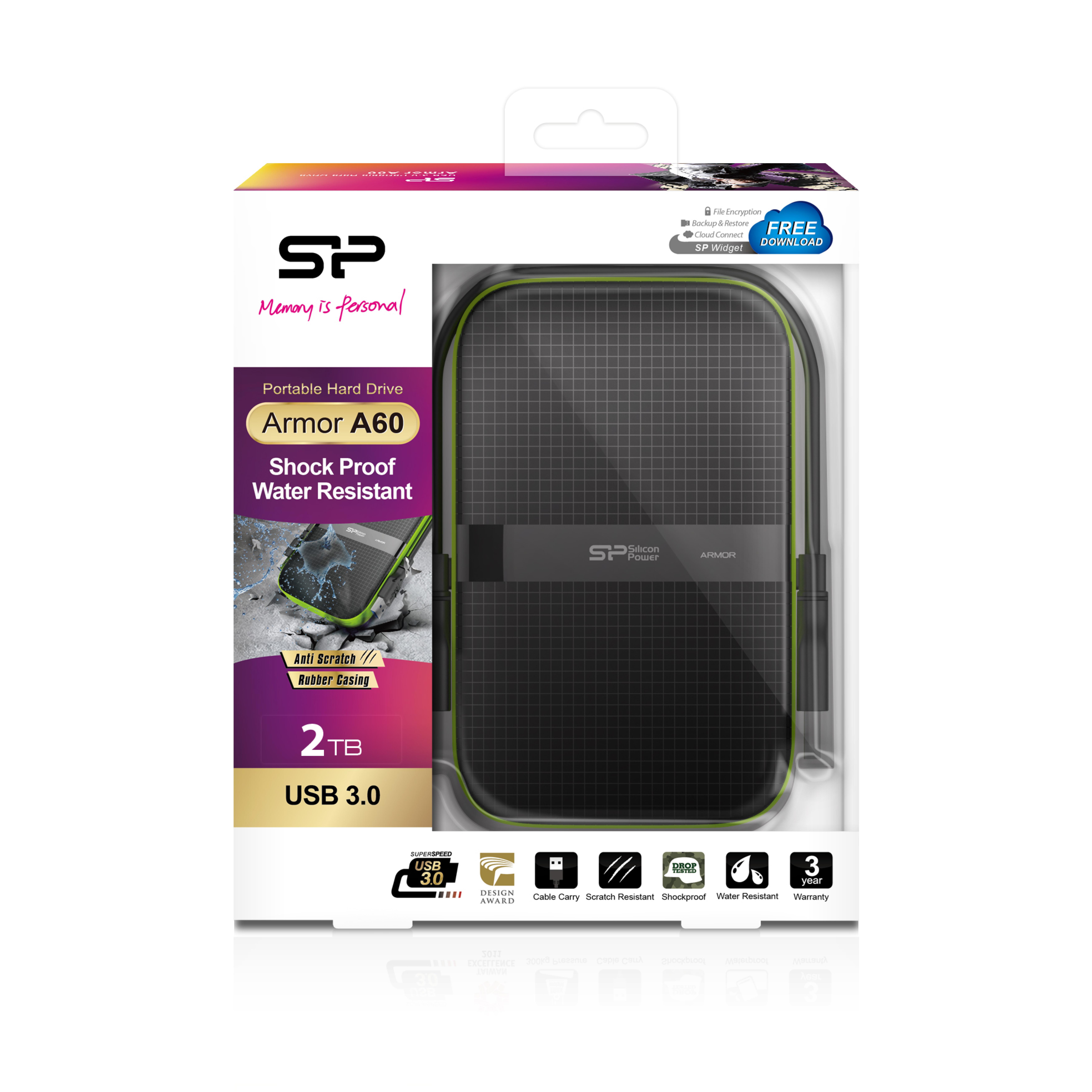 Silicon Power Festplatte 6.3cm 2TB USB3.0 A60Anti-shock/wate