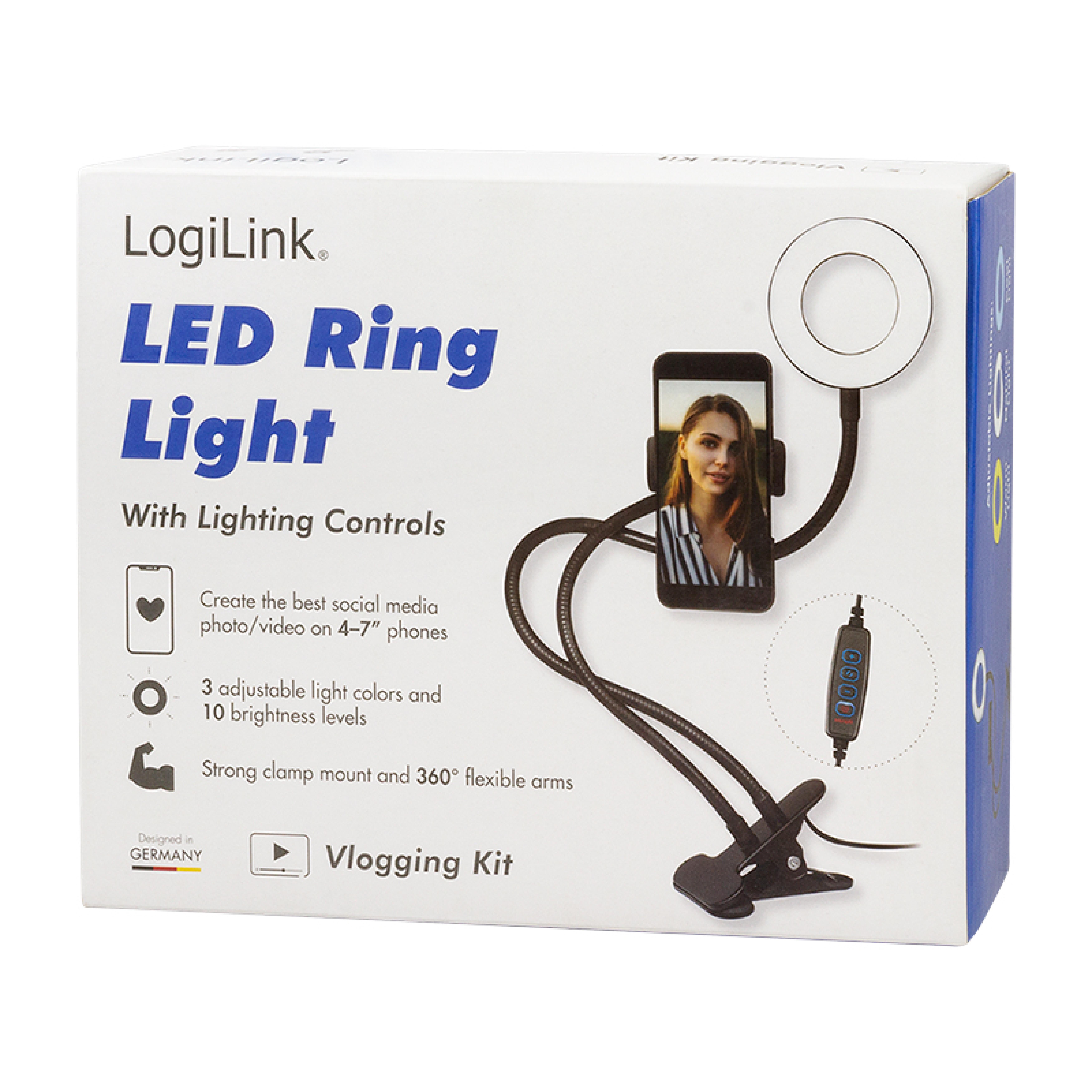 Logilink Smartphone-Ringlicht-Klemmhalterung, DM 8.5cm
