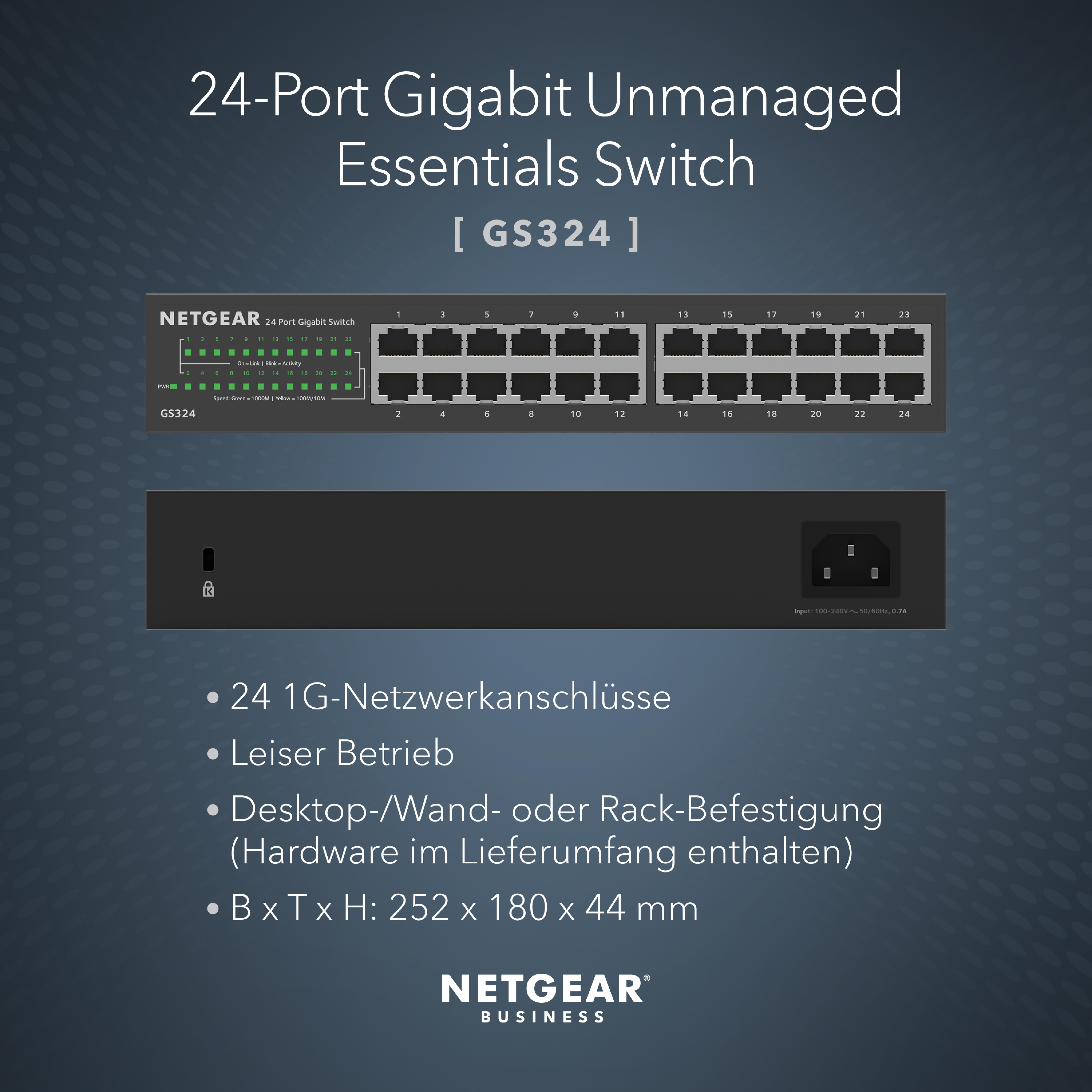 NETGEAR 24PT GE UNMANAGED SWITCH (GS324)