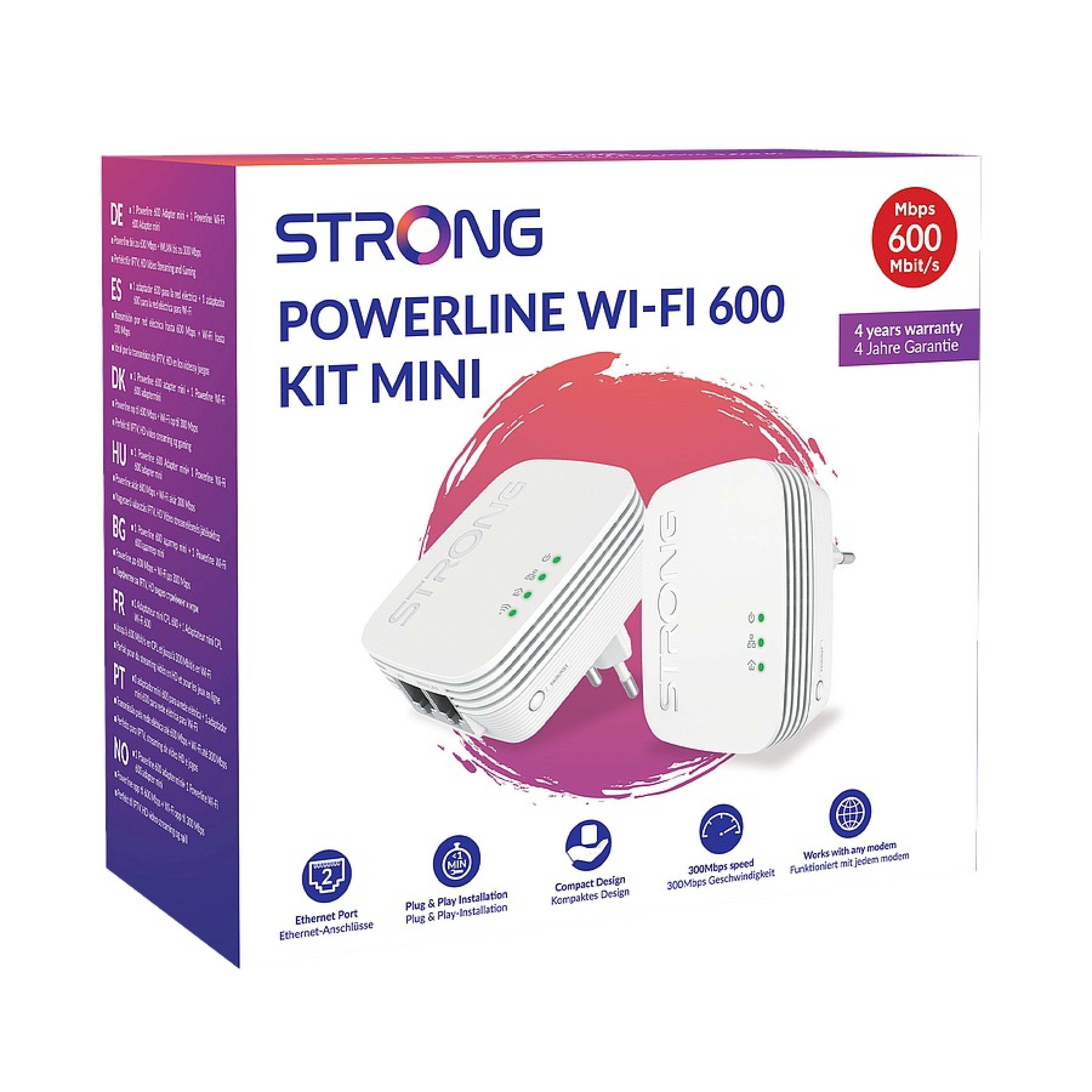 STRONG Powerline MINI WiFi 600 Mbit/s Set (2 Einheiten)