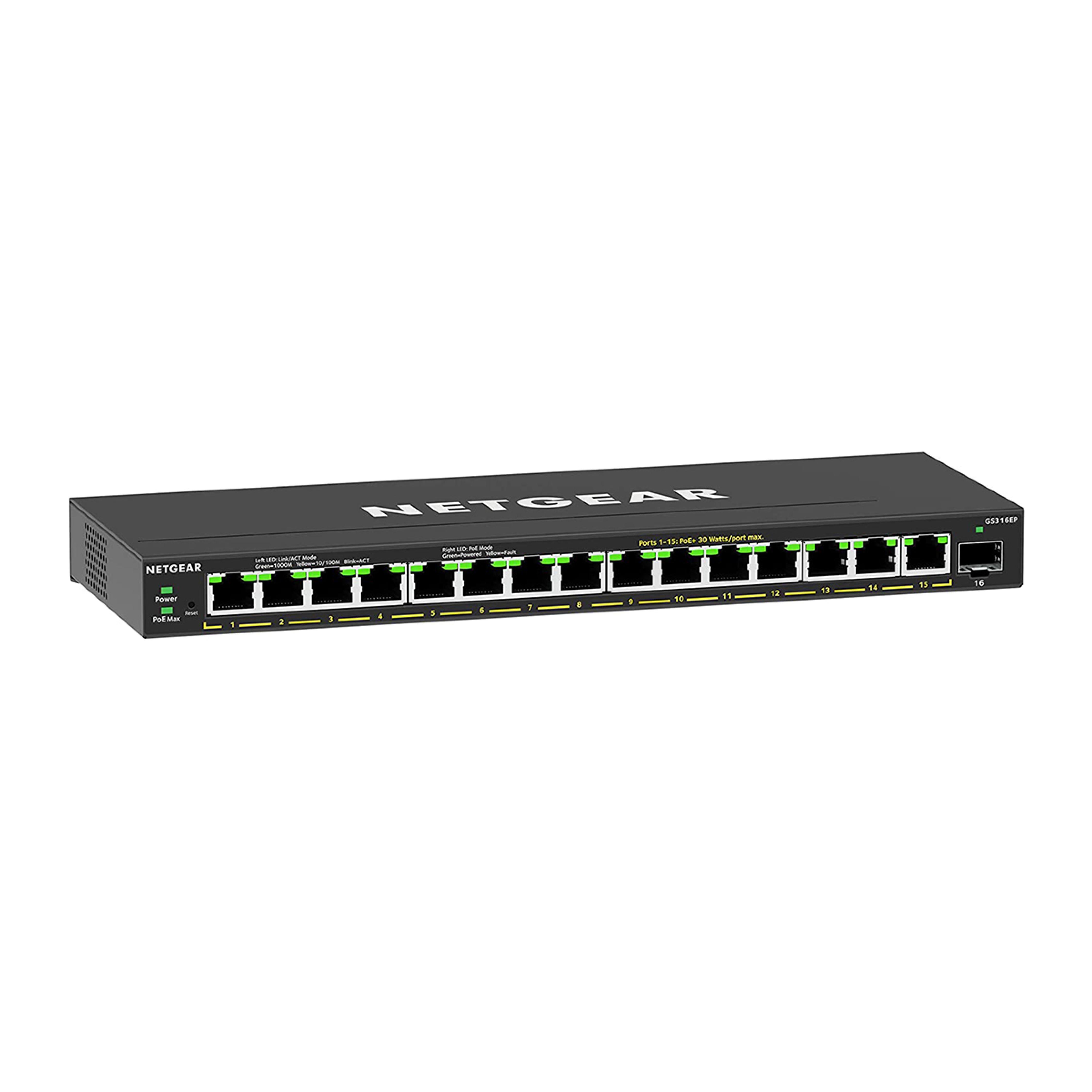 NETGEAR 16PT GE PLUS SWCH W/ POE+ (GS316EP)