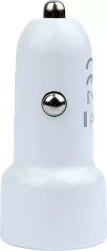 Weißes USB-Autoladegerät mit CE- und RoHS-Kennzeichnung, kompakte Bauweise