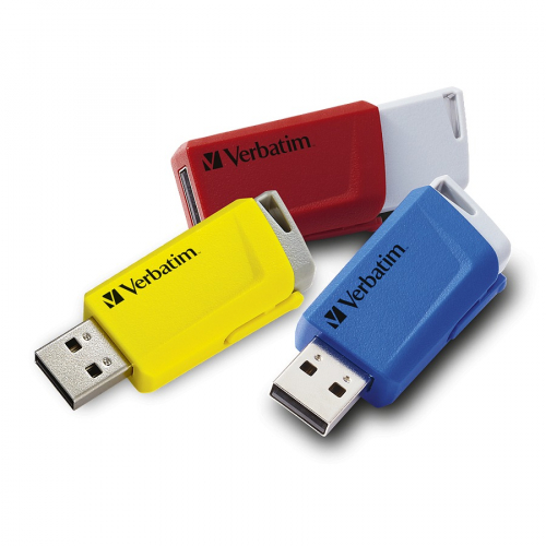 VERBATIM USB 3.2 Drive 16GB 3er-Set Storen Click, rot-blau-gelb