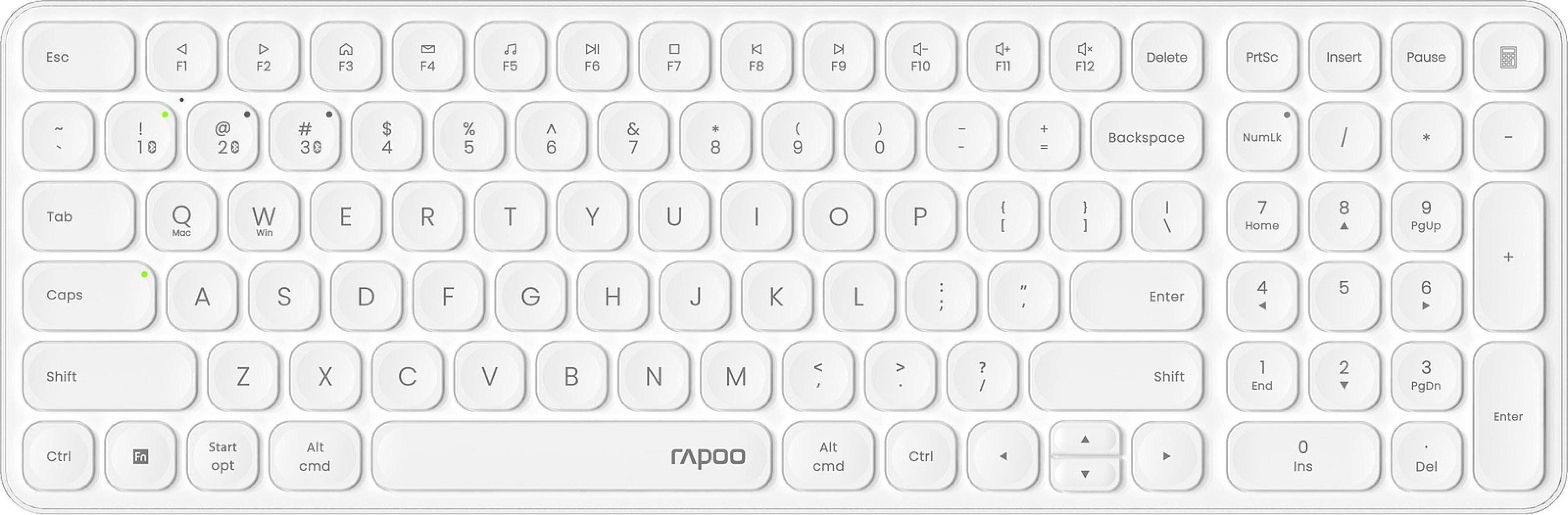 RAPOO E9310M.DE.WH Multi-Mode Wireless Keyboard