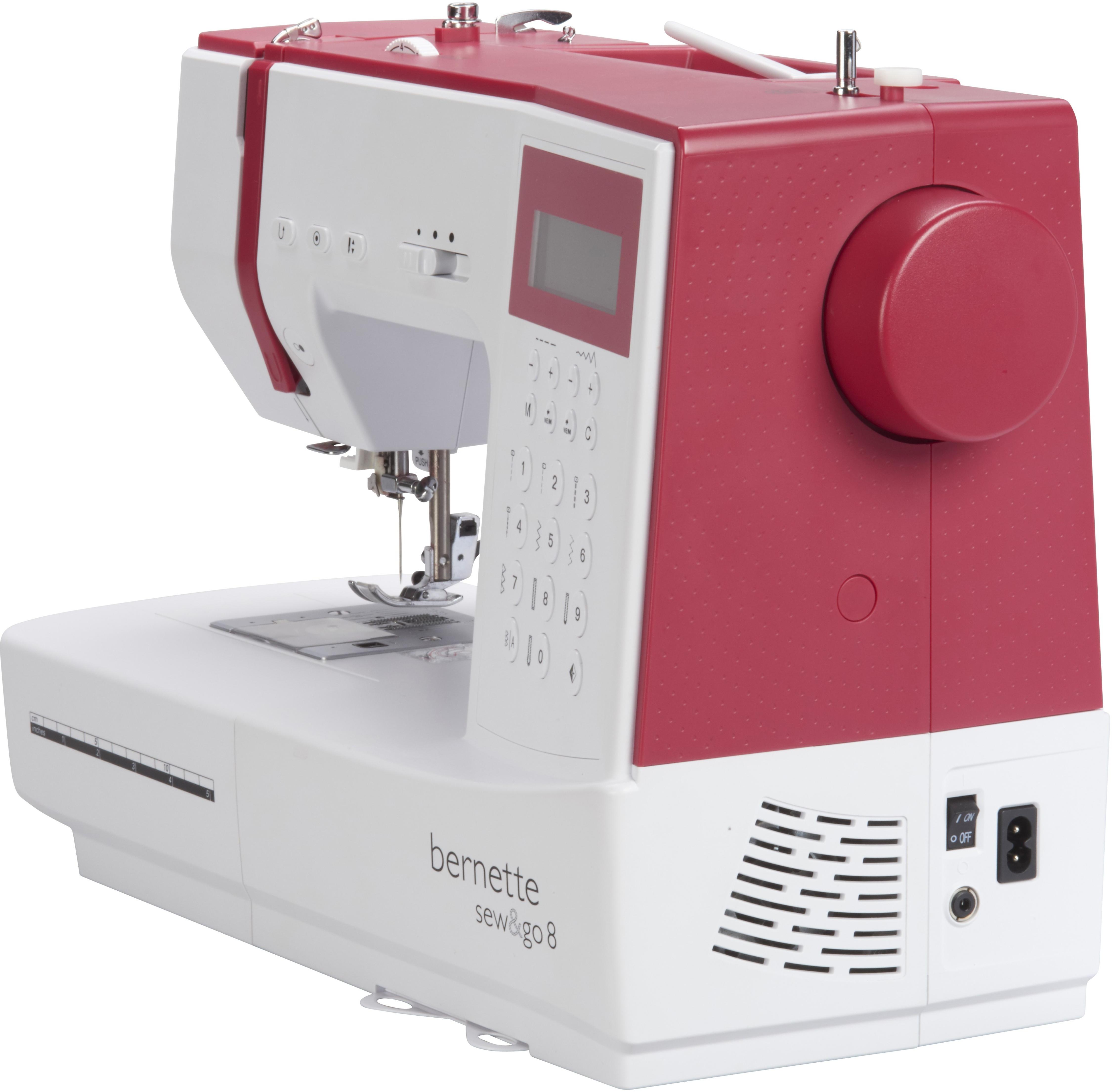 BERNETTE Freiarm Nähmaschine sew&go 8 - 197 Nähprogramme, 18 Quiltstiche, halbautom. Einfädelhilfe, Fadenabschneider,  Stichlänge, Stichbreite, Nähfuß einstell