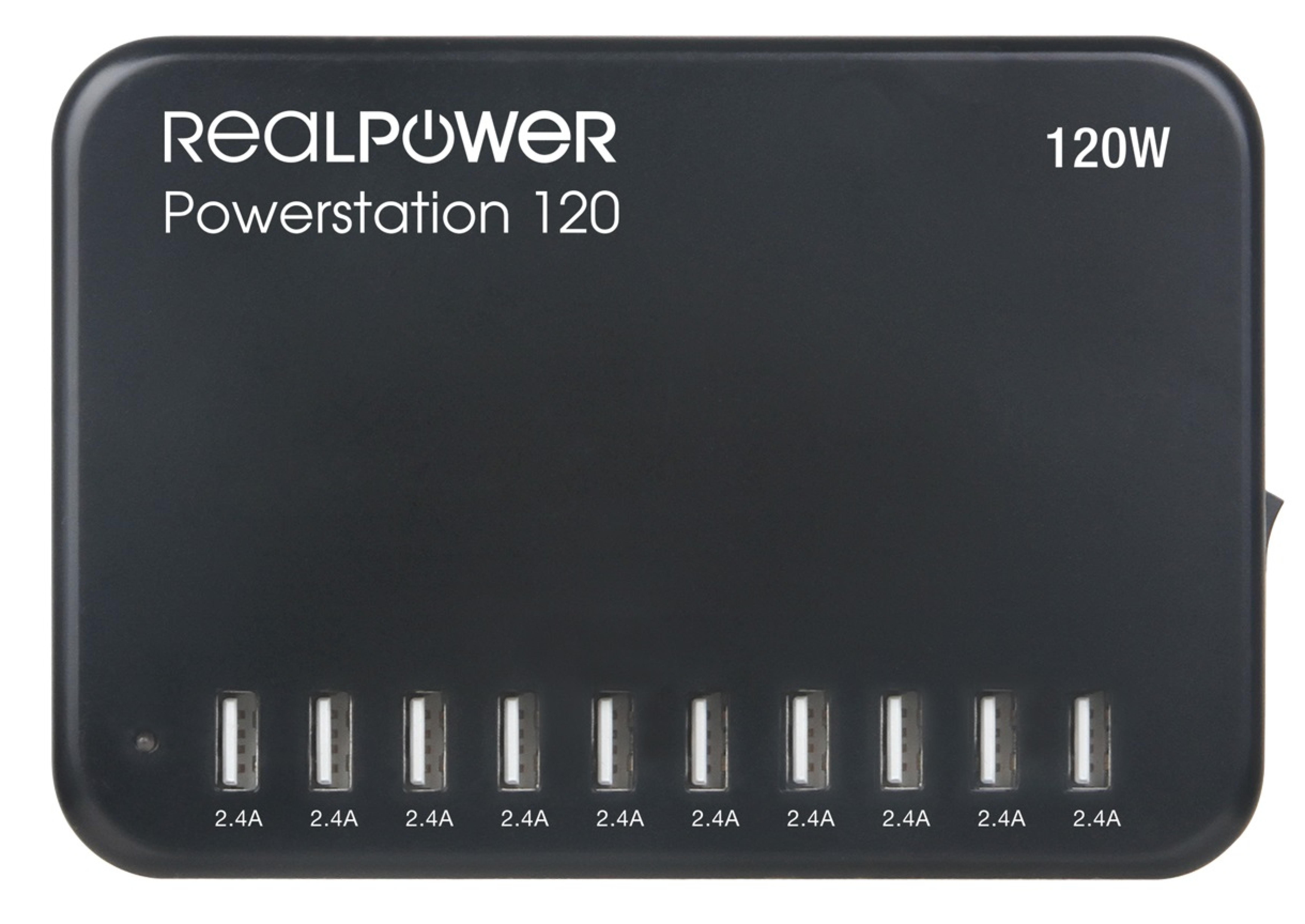RealPower Ladestation Power Station 120 120W 10xUSB-A