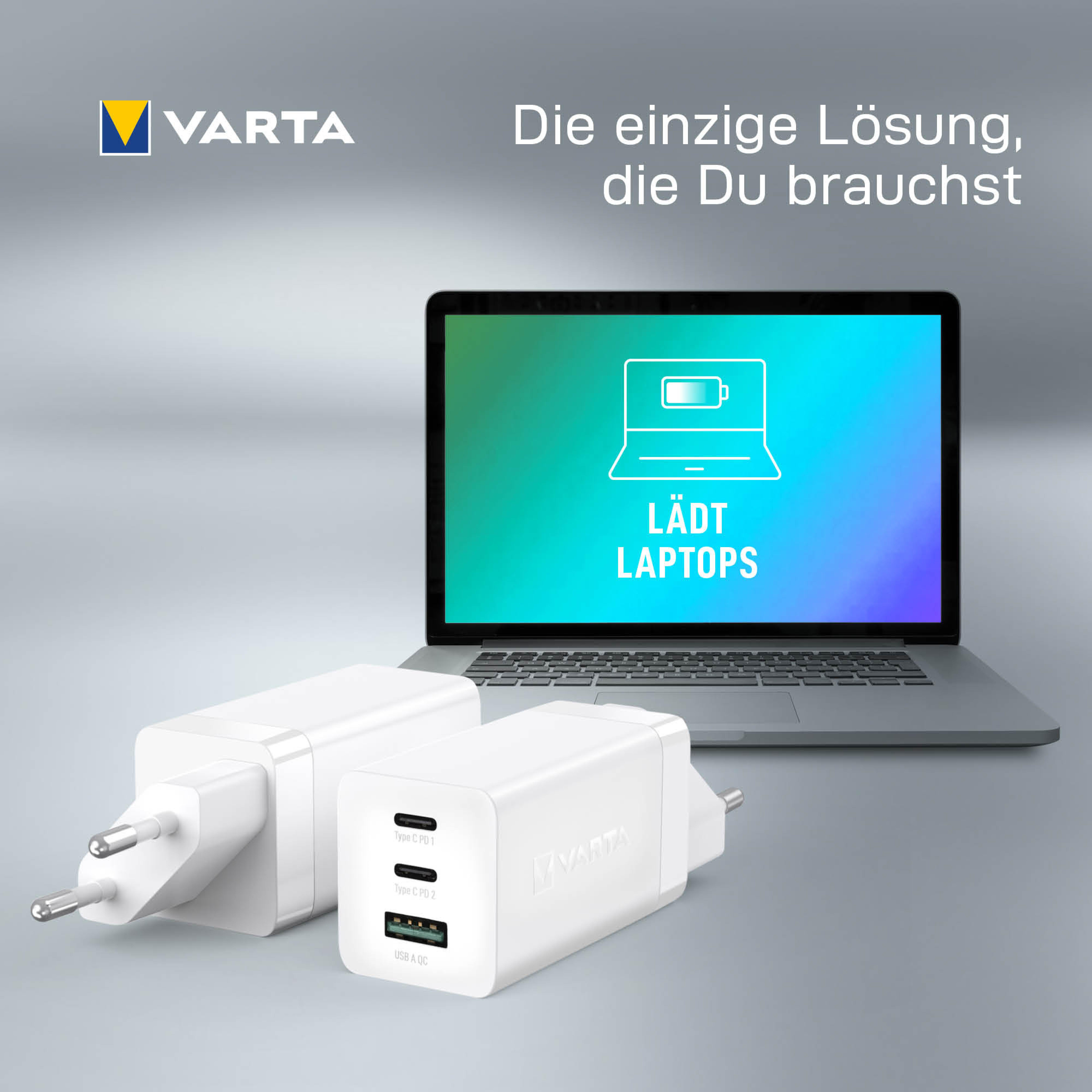 Varta Ladegeraet High Speed Charger 65W 2x USB-C 1x USB-A
