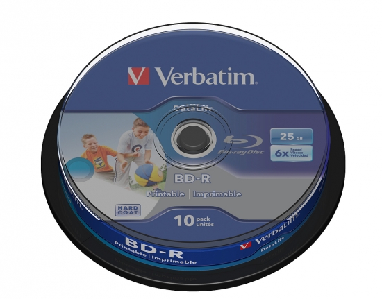 VERBATIM Blu-Ray BD-R SL Datalife HTL 25GB 6x 10er Spindel bedruckbar