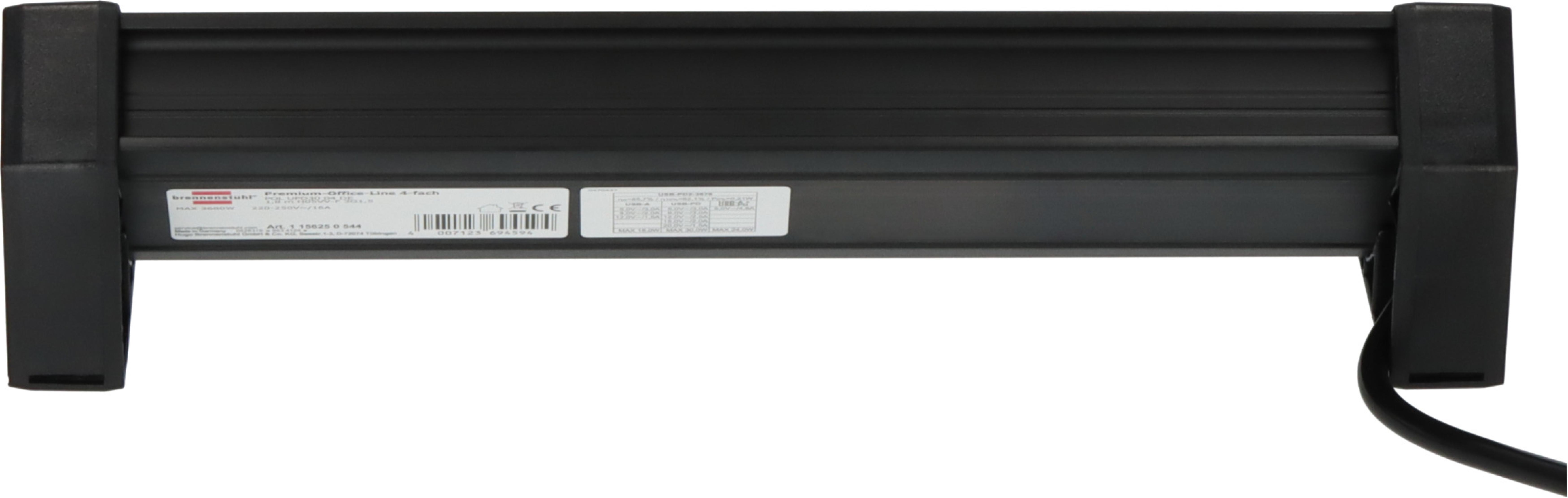 Brennenstuhl ALU-Office-Line 4fach schwarz weiss *DE*