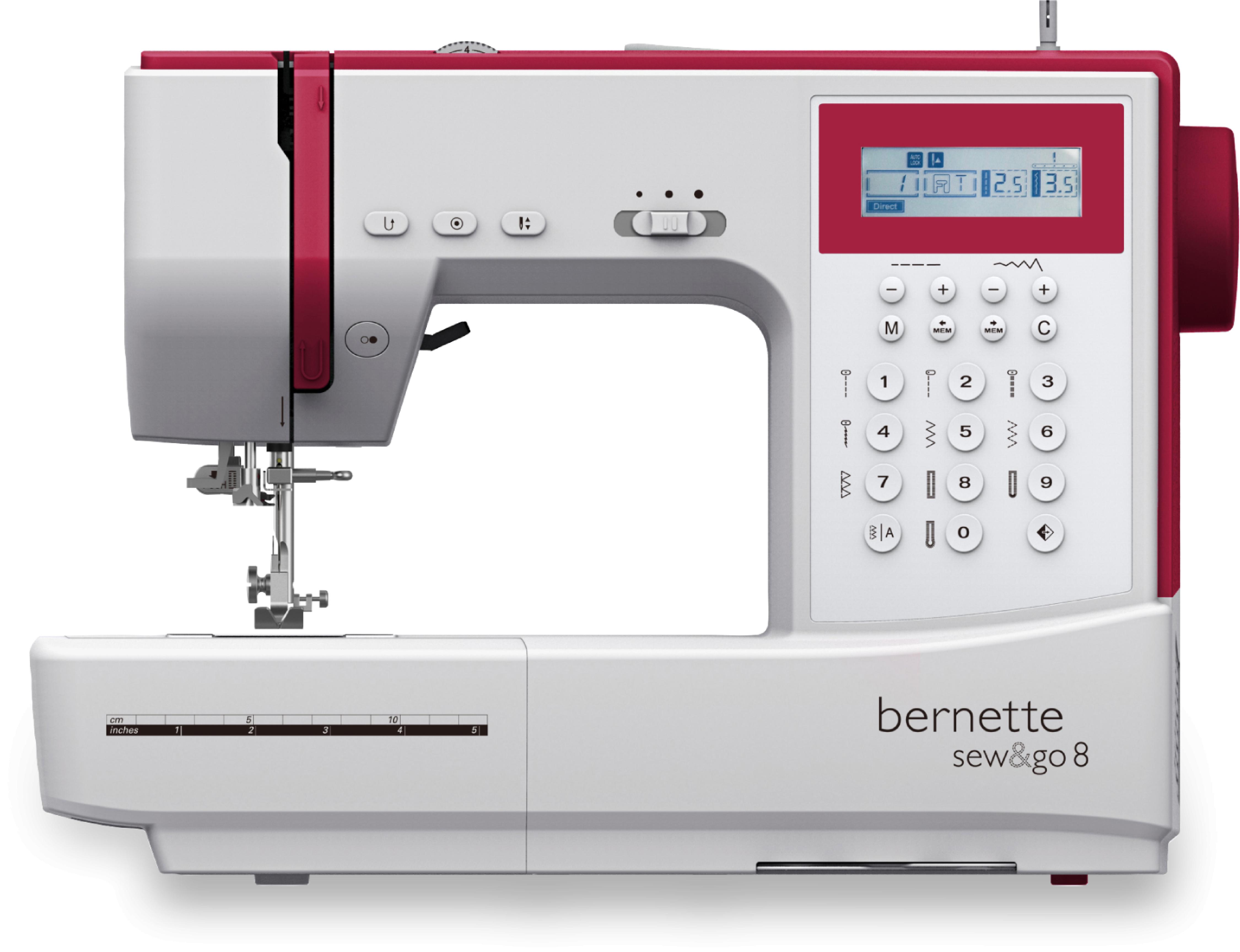 BERNETTE Freiarm Nähmaschine sew&go 8 - 197 Nähprogramme, 18 Quiltstiche, halbautom. Einfädelhilfe, Fadenabschneider,  Stichlänge, Stichbreite, Nähfuß einstell