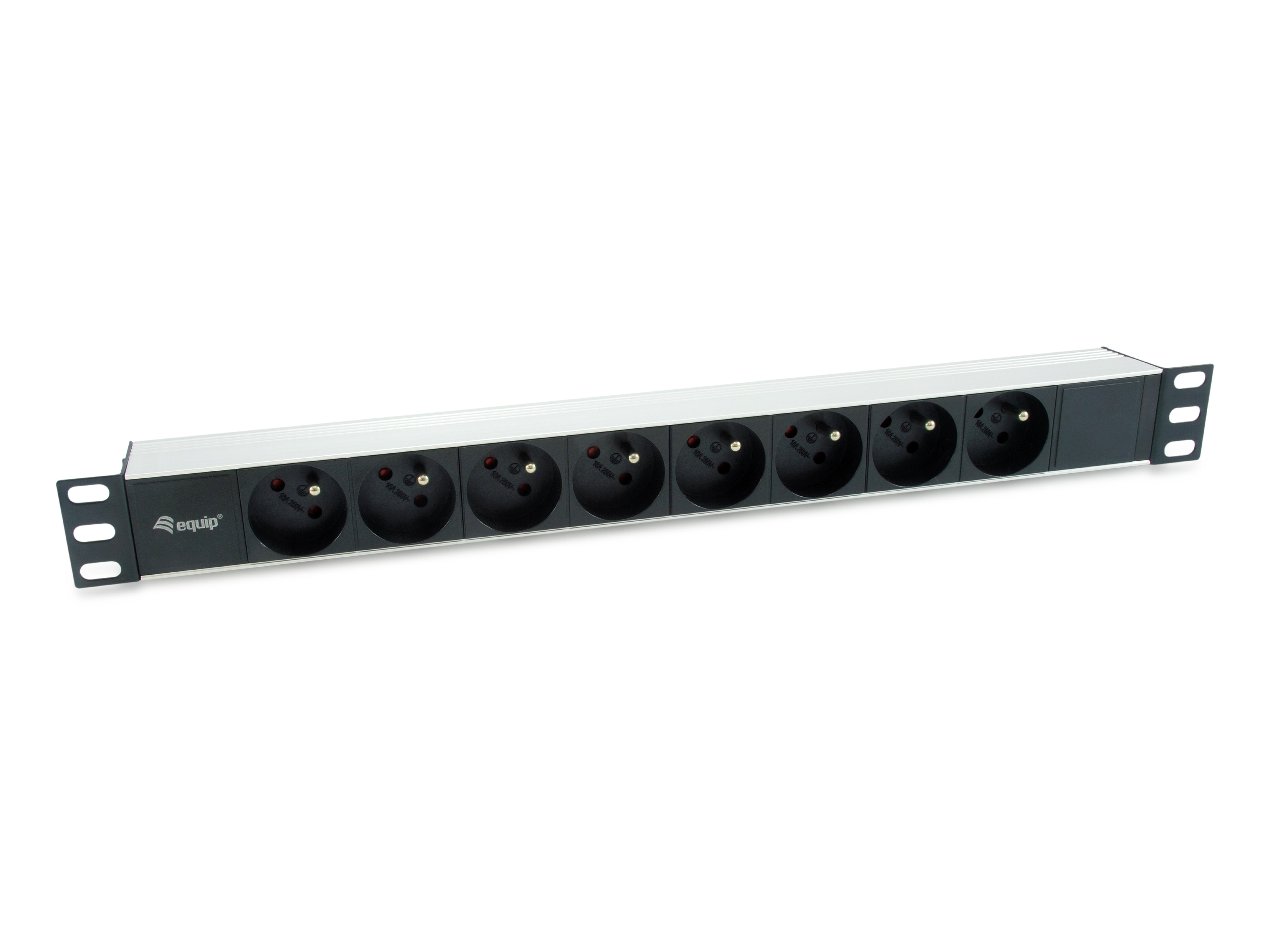 Equip 19" Steckdosenleiste 8xNFC 61-314 FR->St.90° si. Alu.