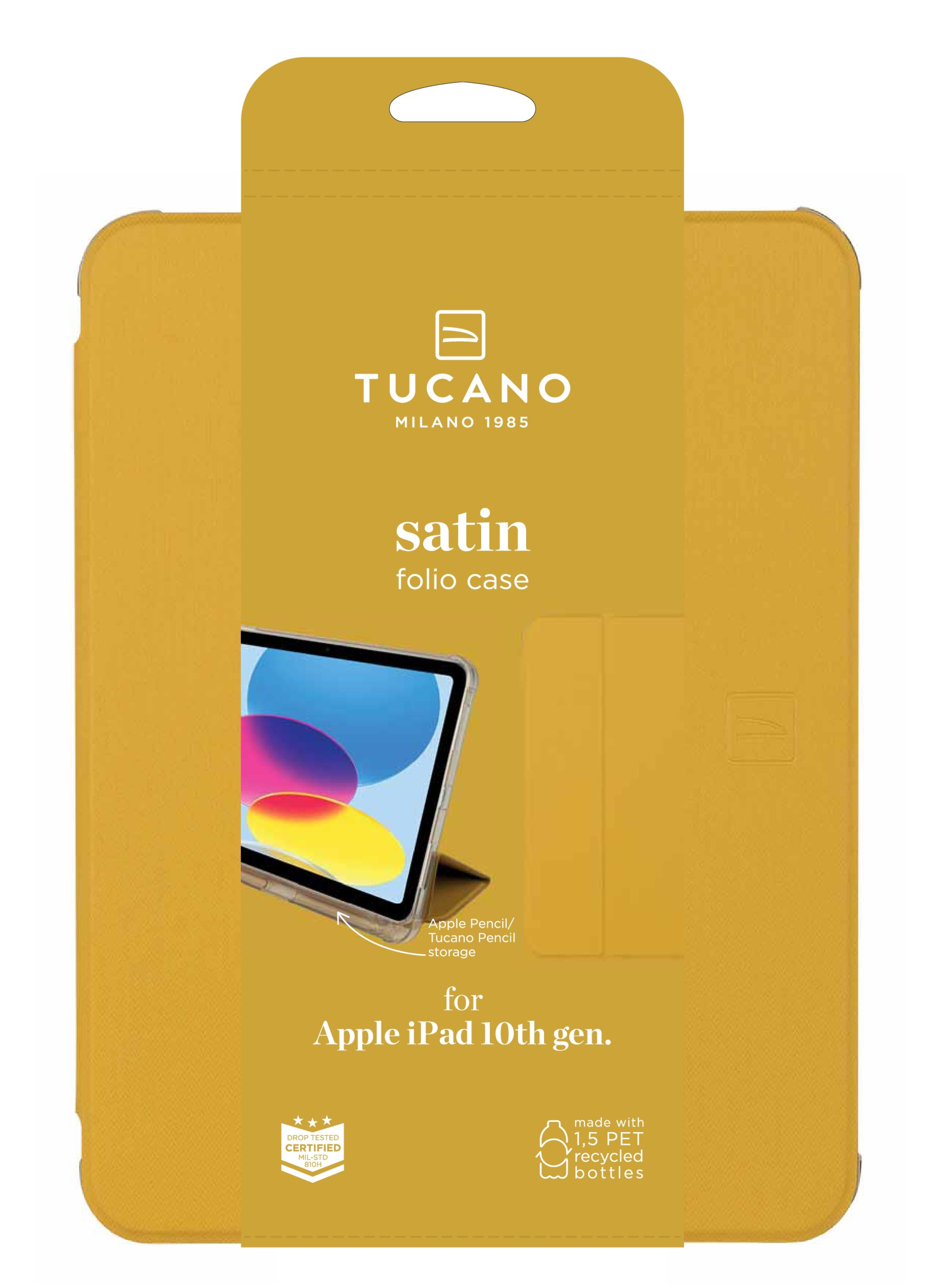 TUCANO SATIN Tablethülle mit Fallschutz Apple iPad 11" 11.Gen A16 / 10,9" 10.Gen Senfgelb