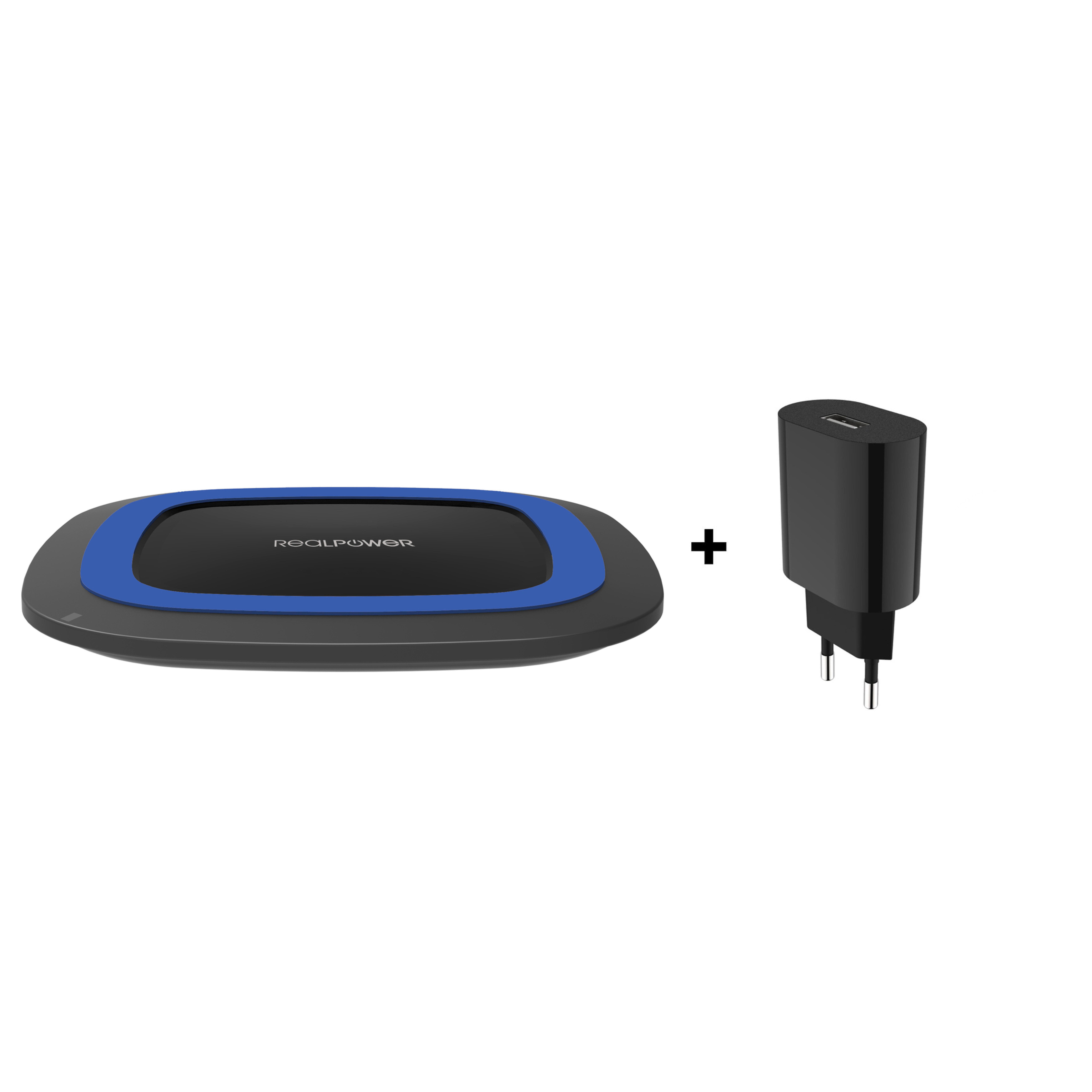 RealPower Ladegeraet FreeCharge-10 + Adapter schwarz/blau
