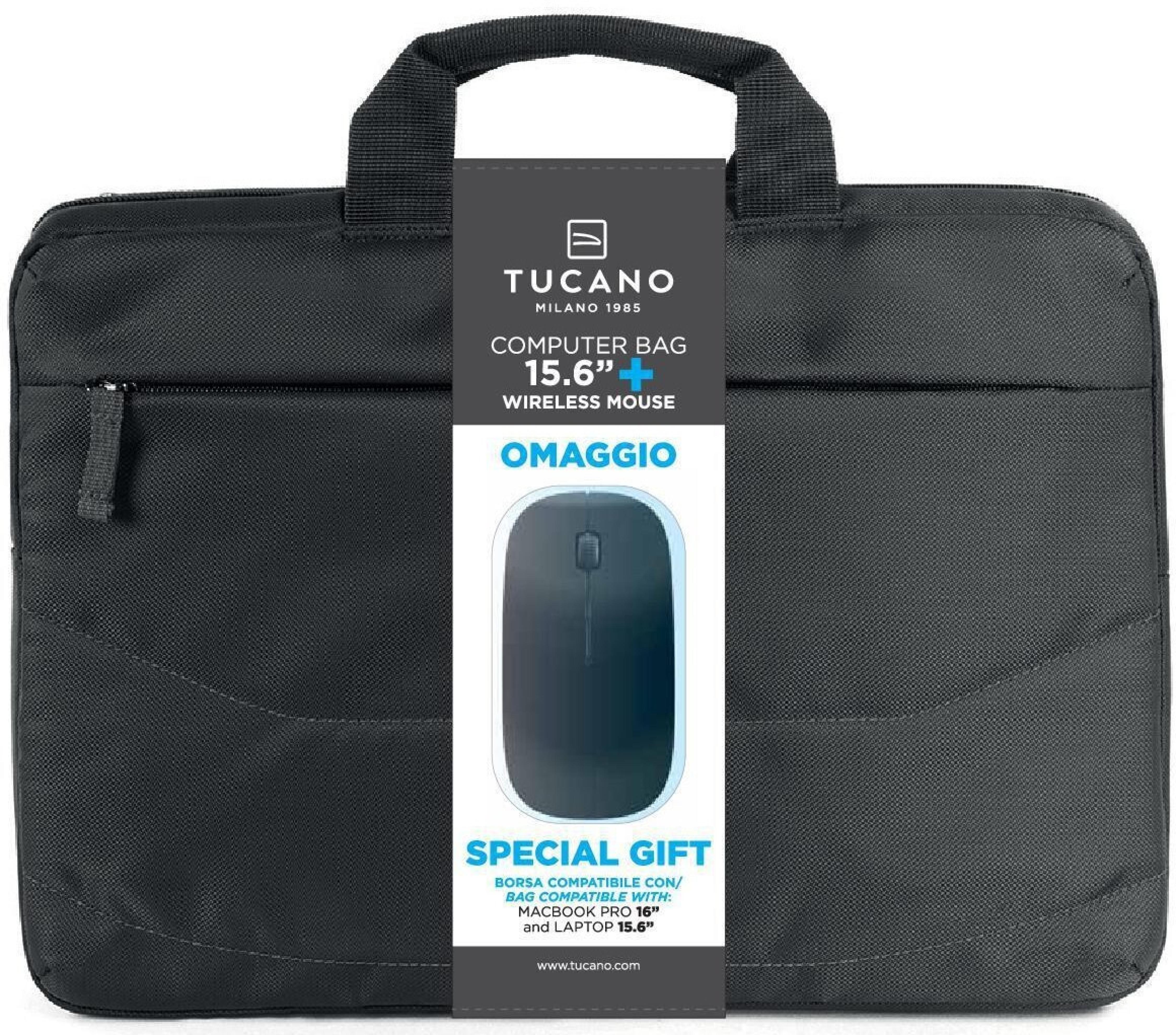 TUCANO BUNDLE Laptoptasche + Maus 15.6" schwarz