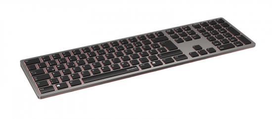 SPEEDLINK LEVIA RGB Rechargeable Metal Office Scissor Keyboard - Wireless, Bluetooth, grey - DE Layout