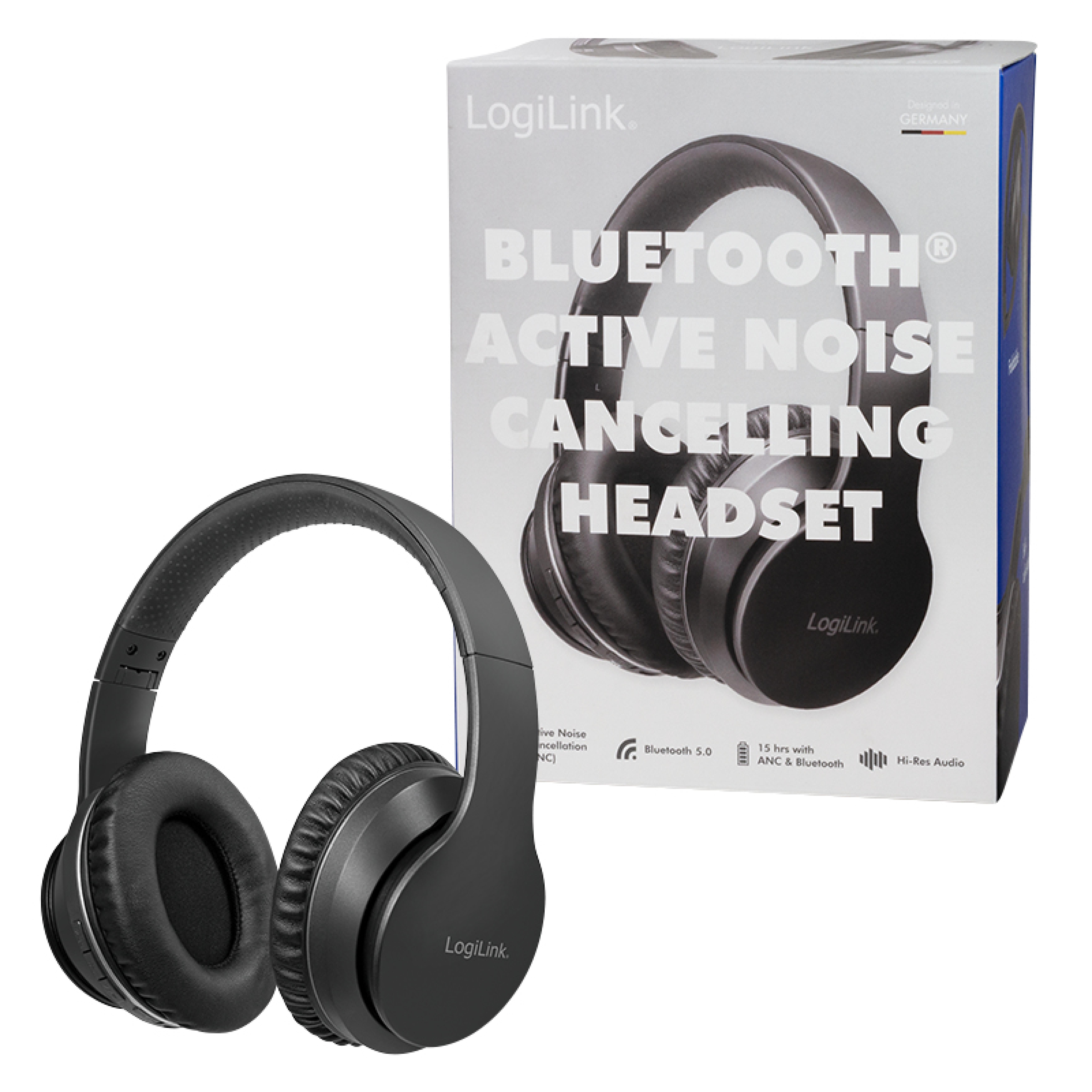 Logilink Bluetooth Headset,Active-Noice-Cancelling,V5.0,schw