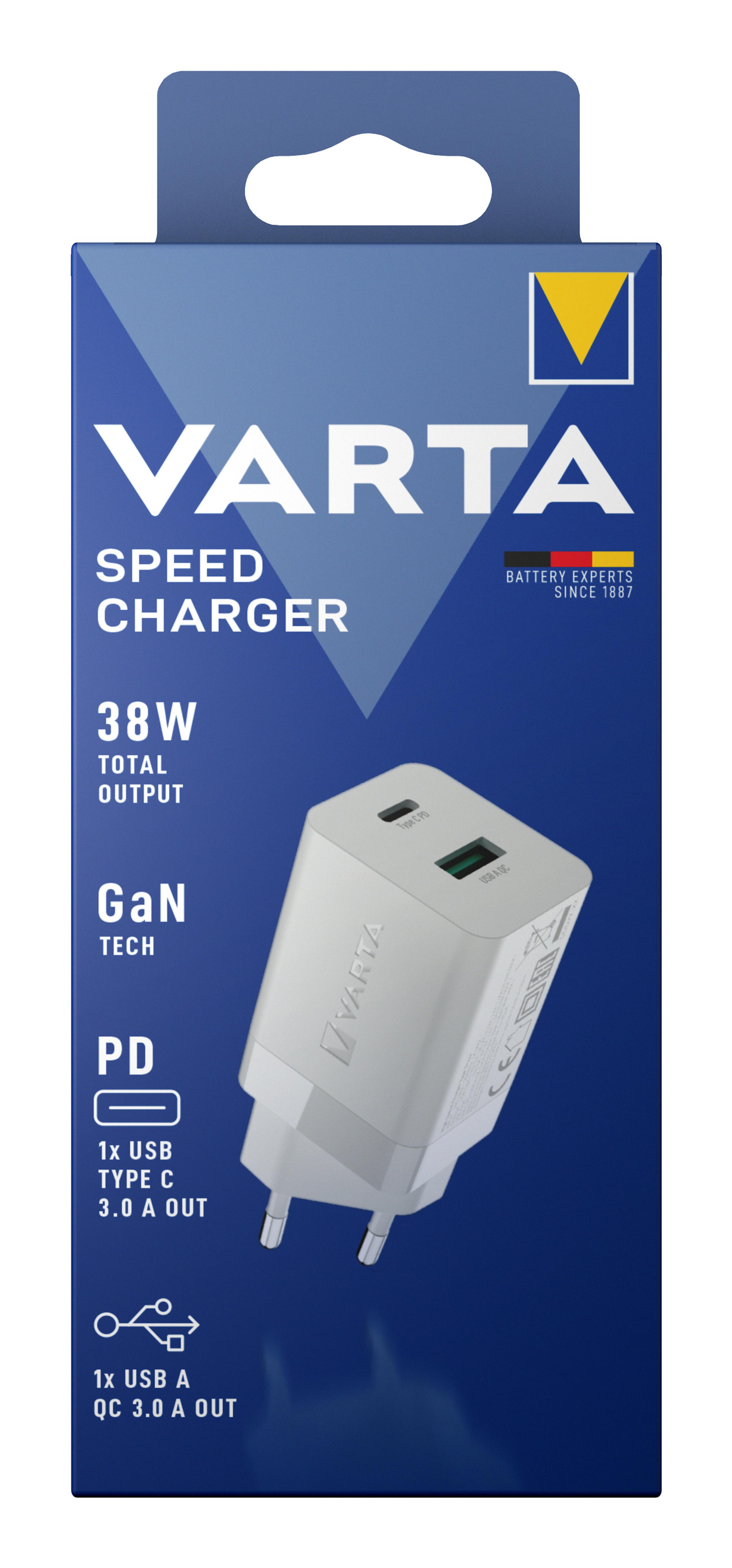 Varta Ladegeraet Speed Charger 38W 2-Port 1x USB-C, 1x USB-A