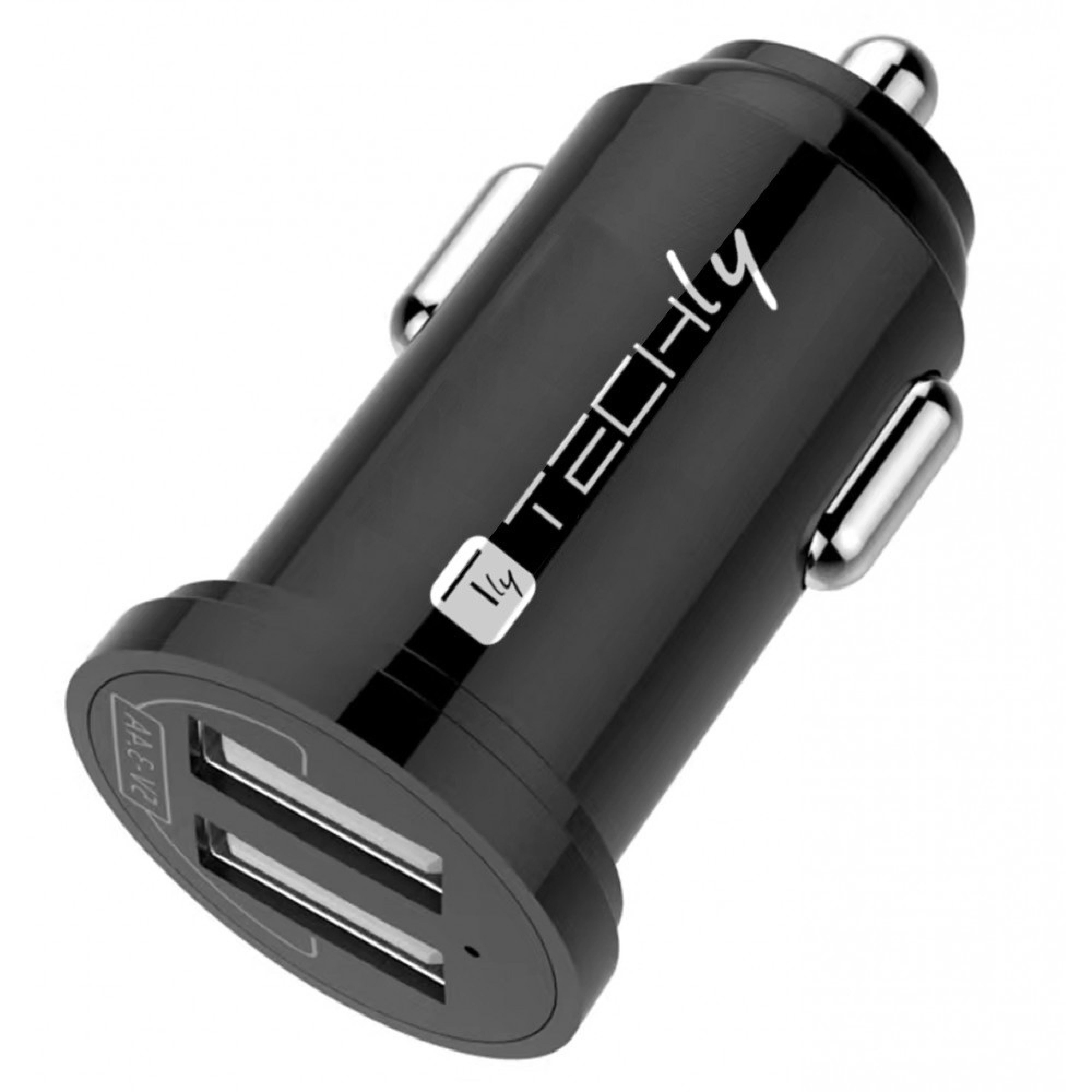 Techly USB Autoladegeraet 4800mA 2p Schwarz