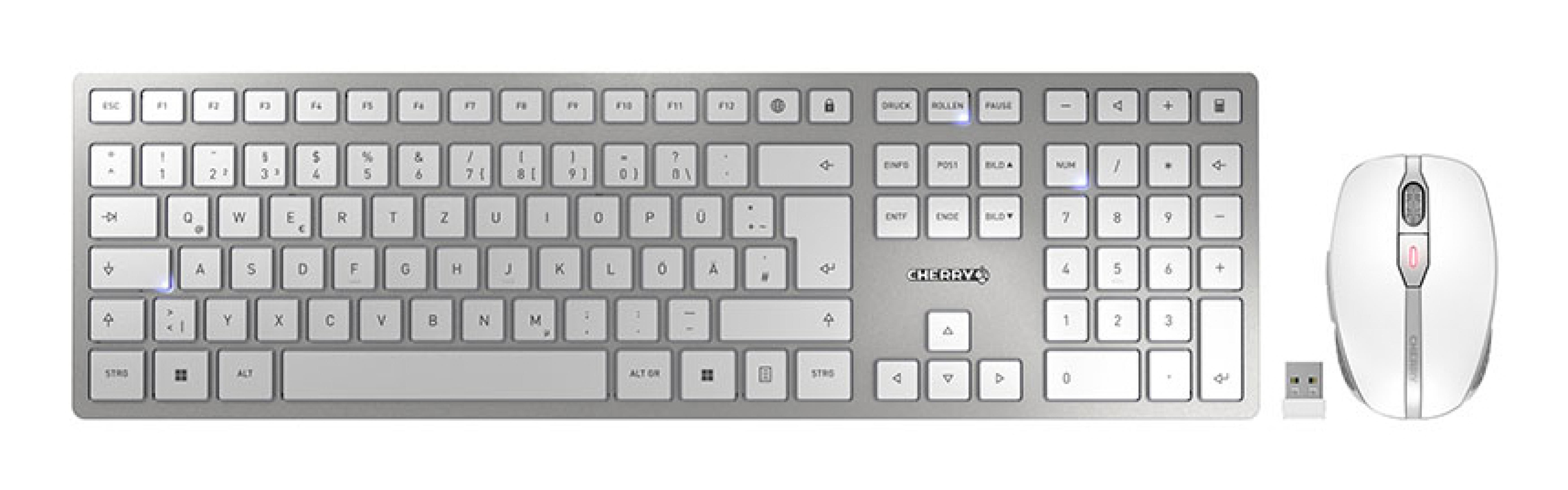 CHERRY DW9100 Wireless SLIM Maus&Tastatur DE weiss/silber