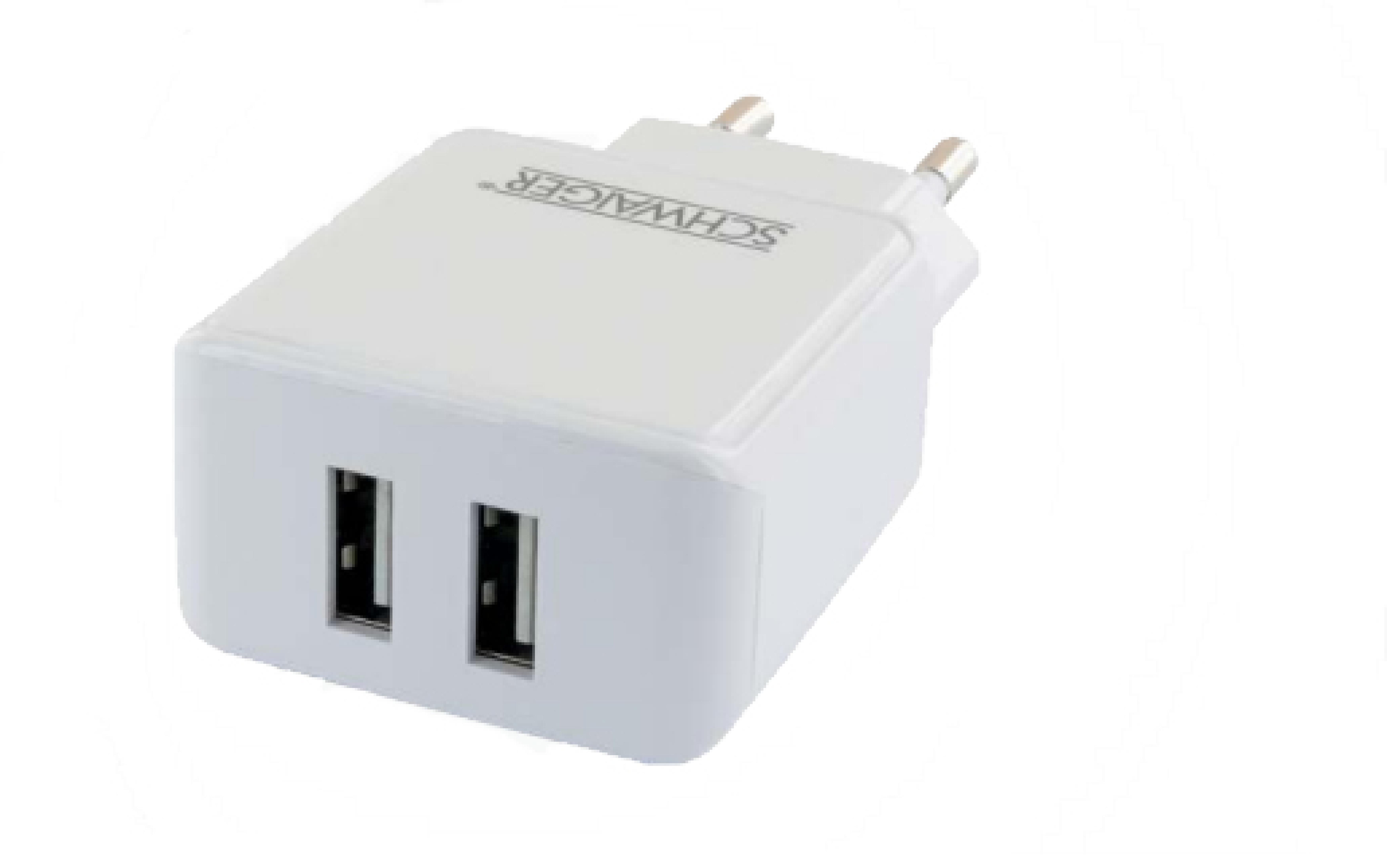 Schwaiger Ladegeraet 230V 2x USB 2.4A Weiss