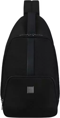 Schlichter schwarzer Rucksack mit Reißverschluss und Vordertasche