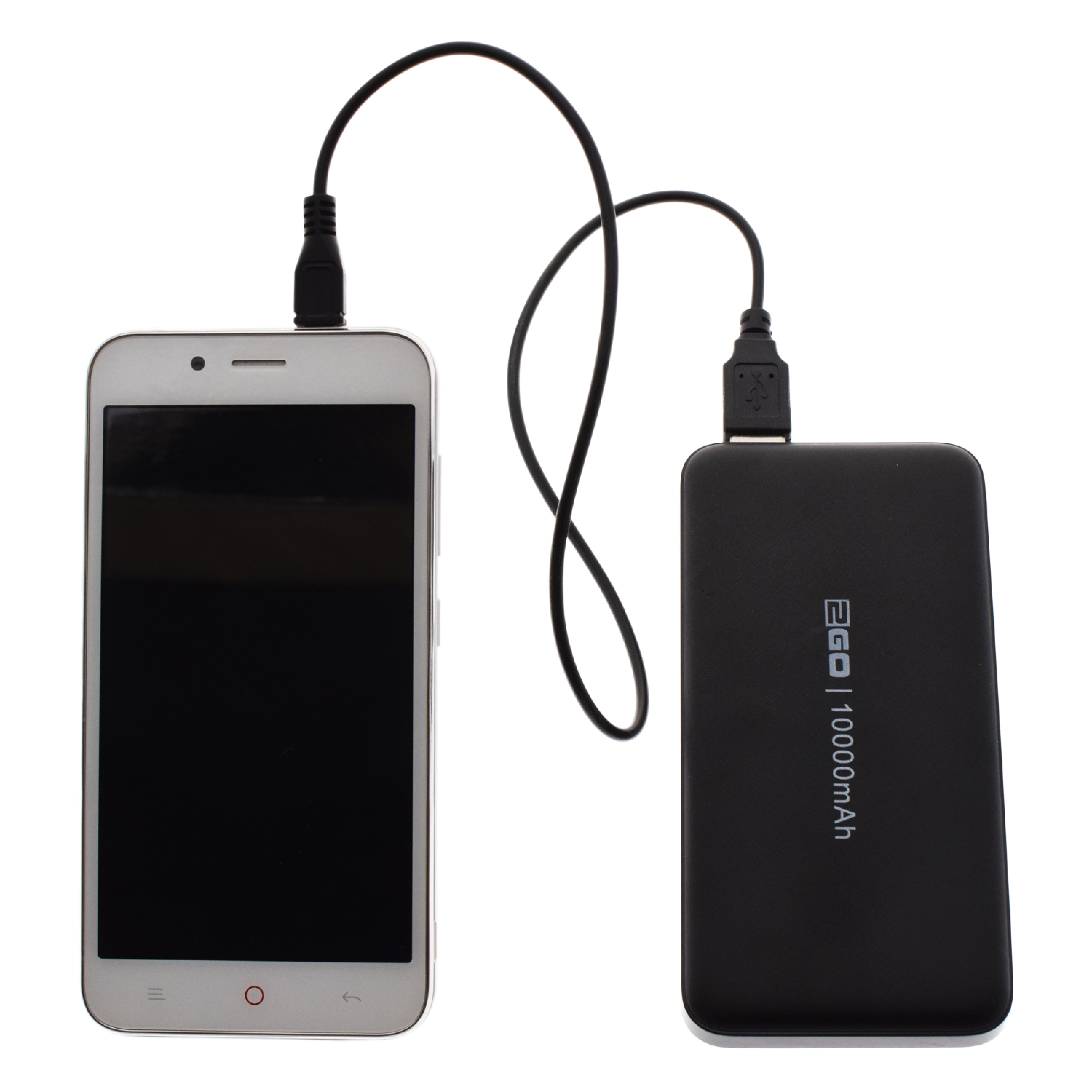 2GO Powerbank Basic 10000mAh 2x USB-A inkl. Micro-USB Kabel