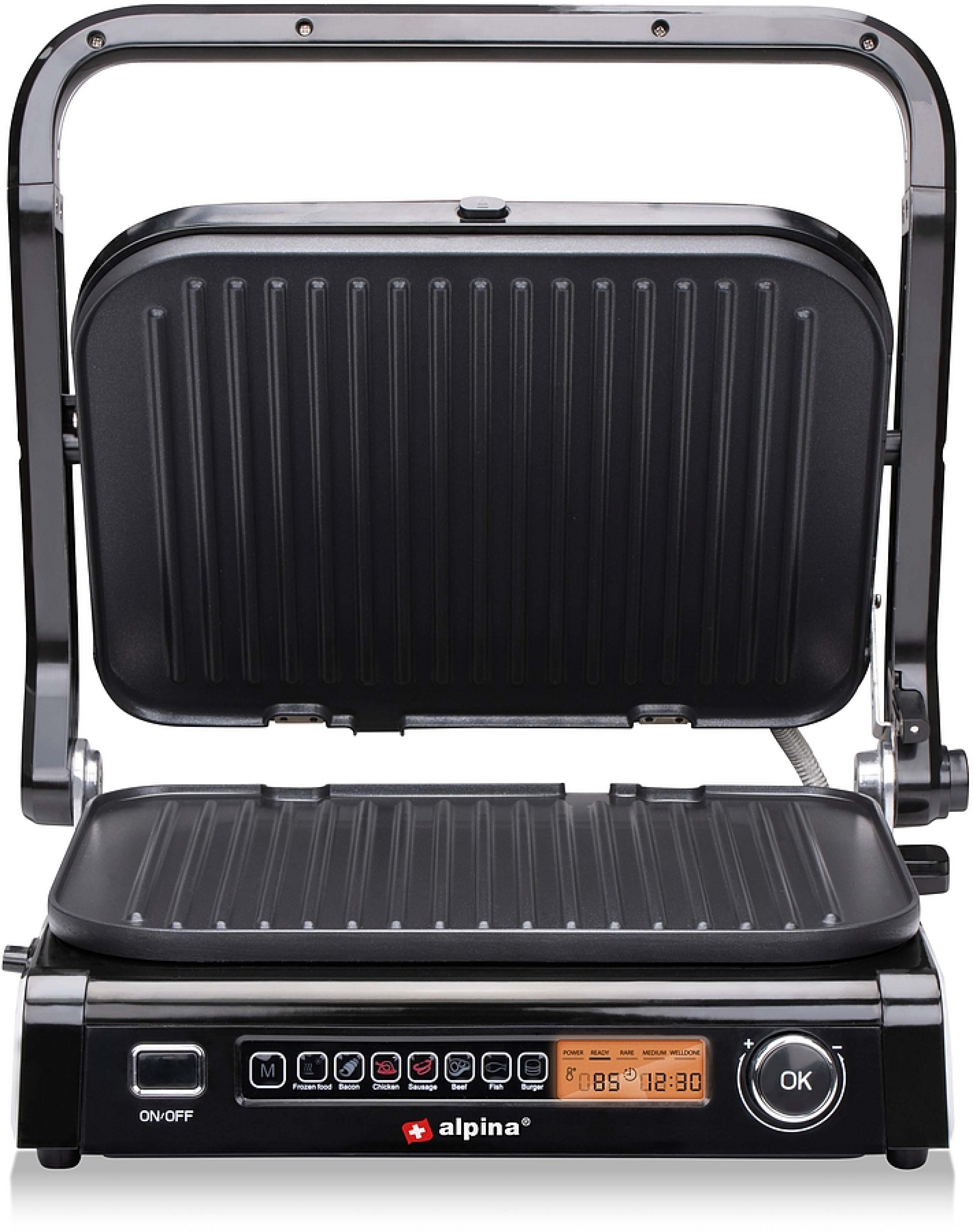 ALPINA Kontaktgrill, 230V, 2100W, Edelstahl