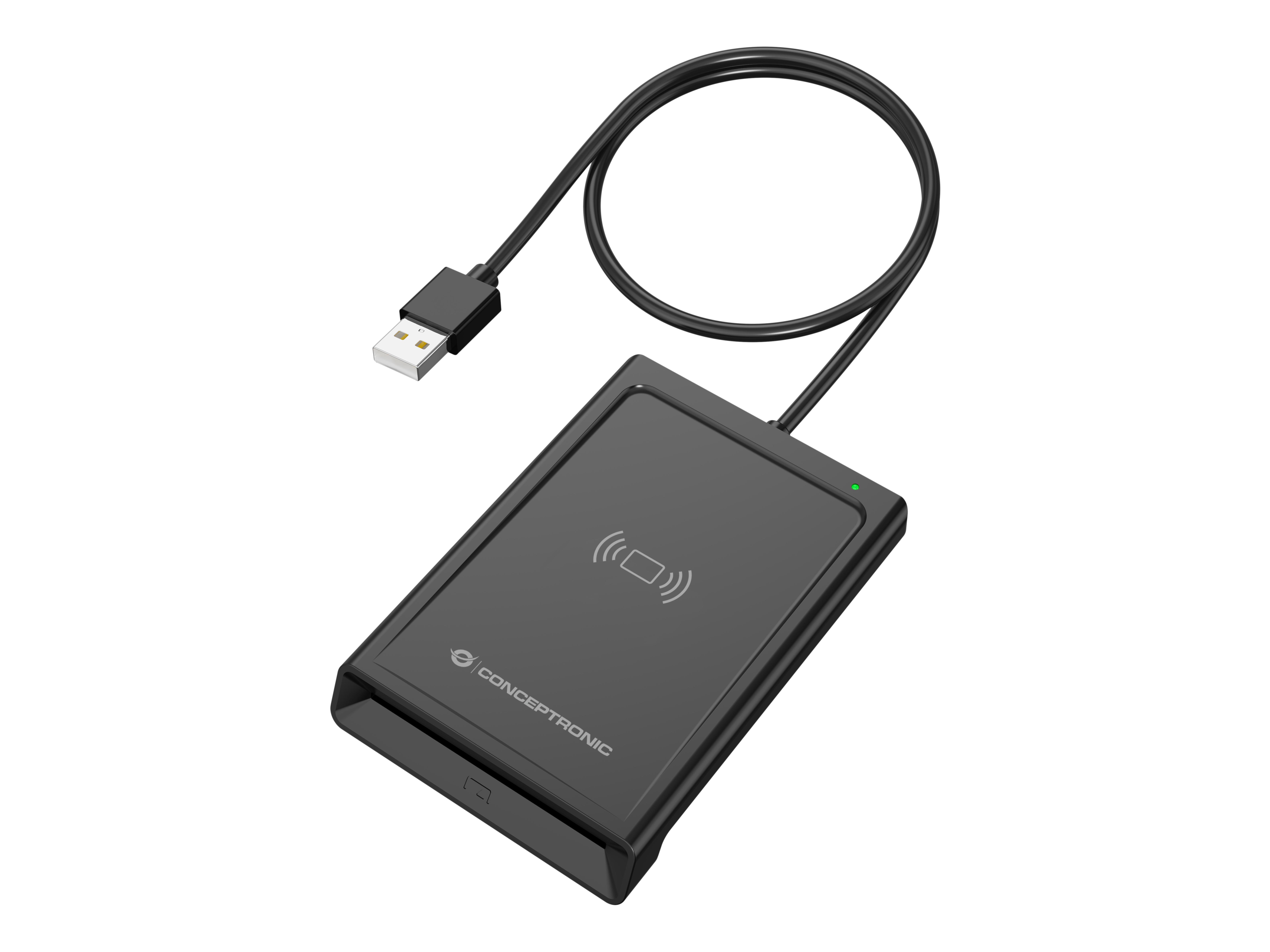 CONCEPTRONIC Dual-Interf. Smart-ID Kartenleser USB-A schwarz