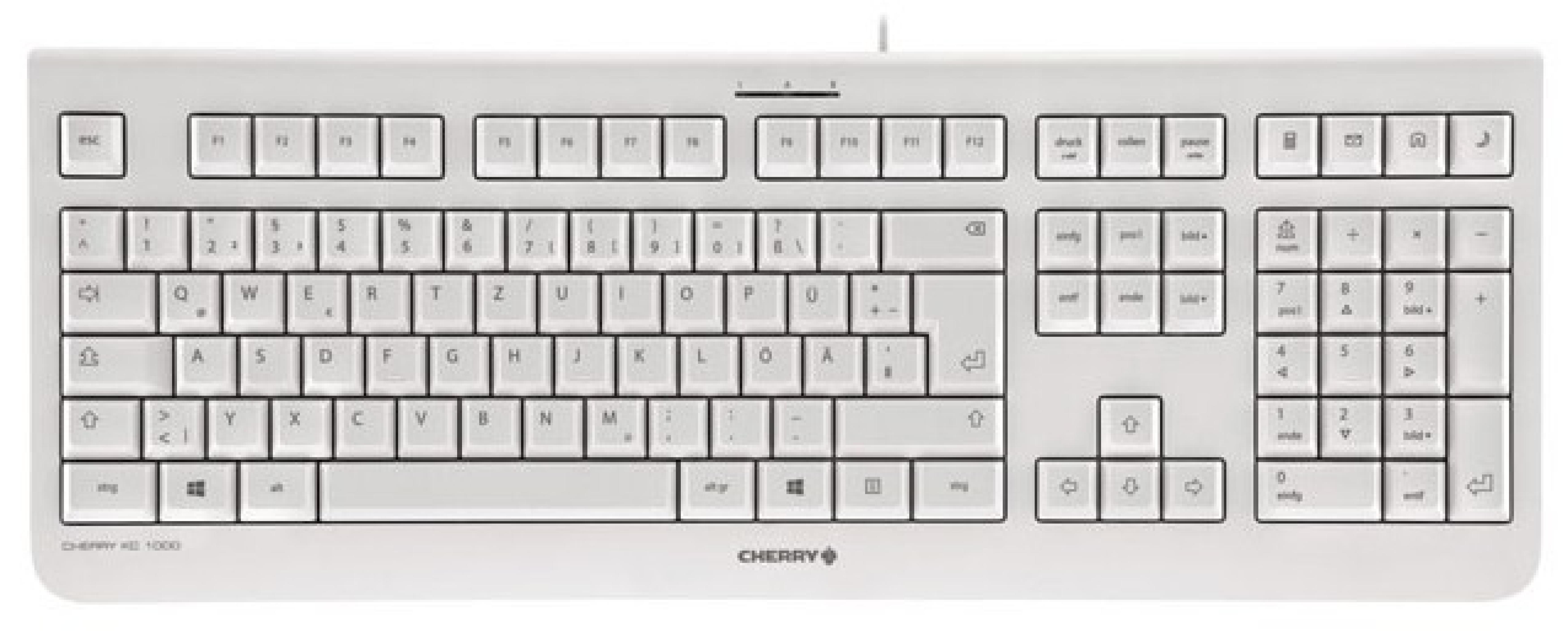 CHERRY KC1000 Tastatur Wired CH 1.80m weiss/grau
